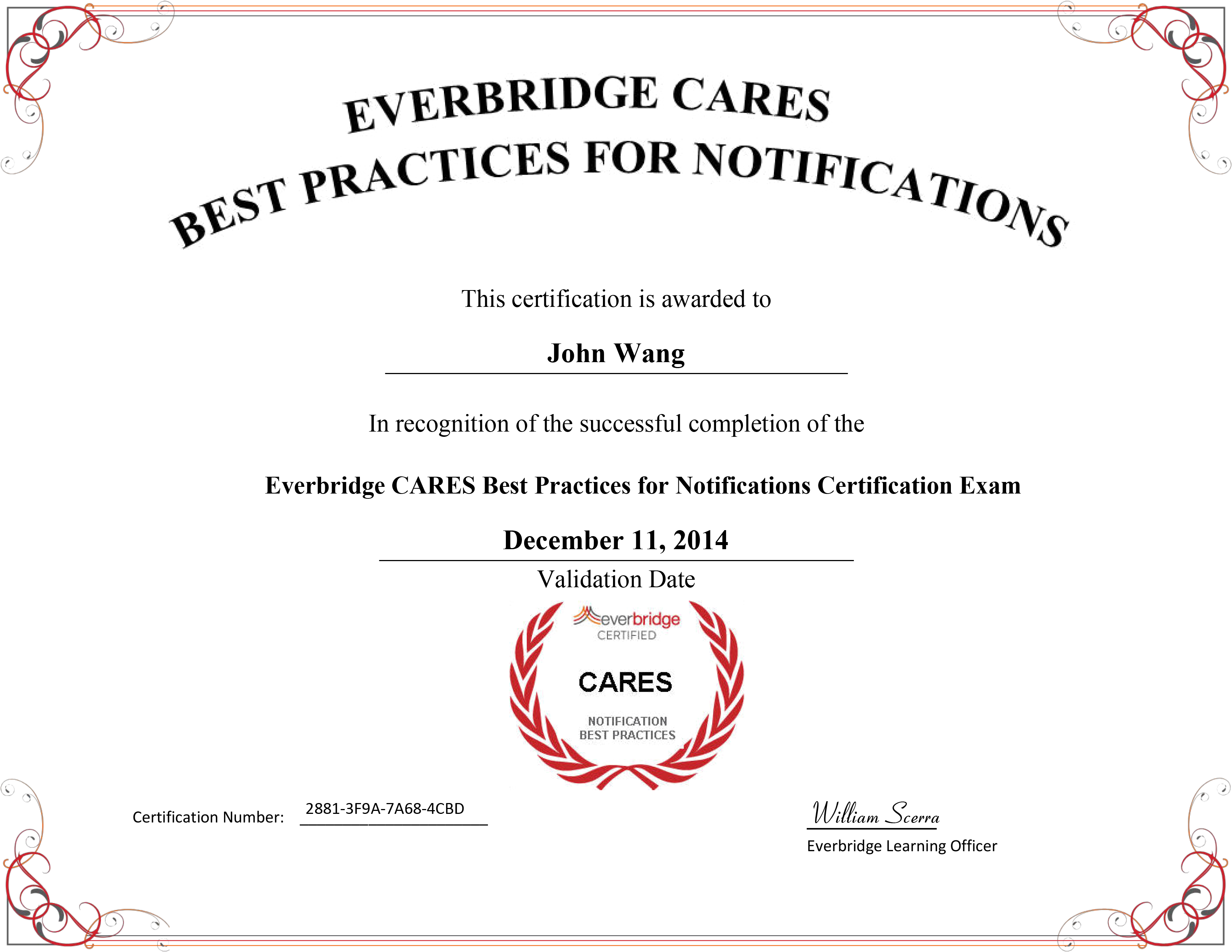 John's Everbridge CARES Best Practices for Notifications Certification from Everbridge