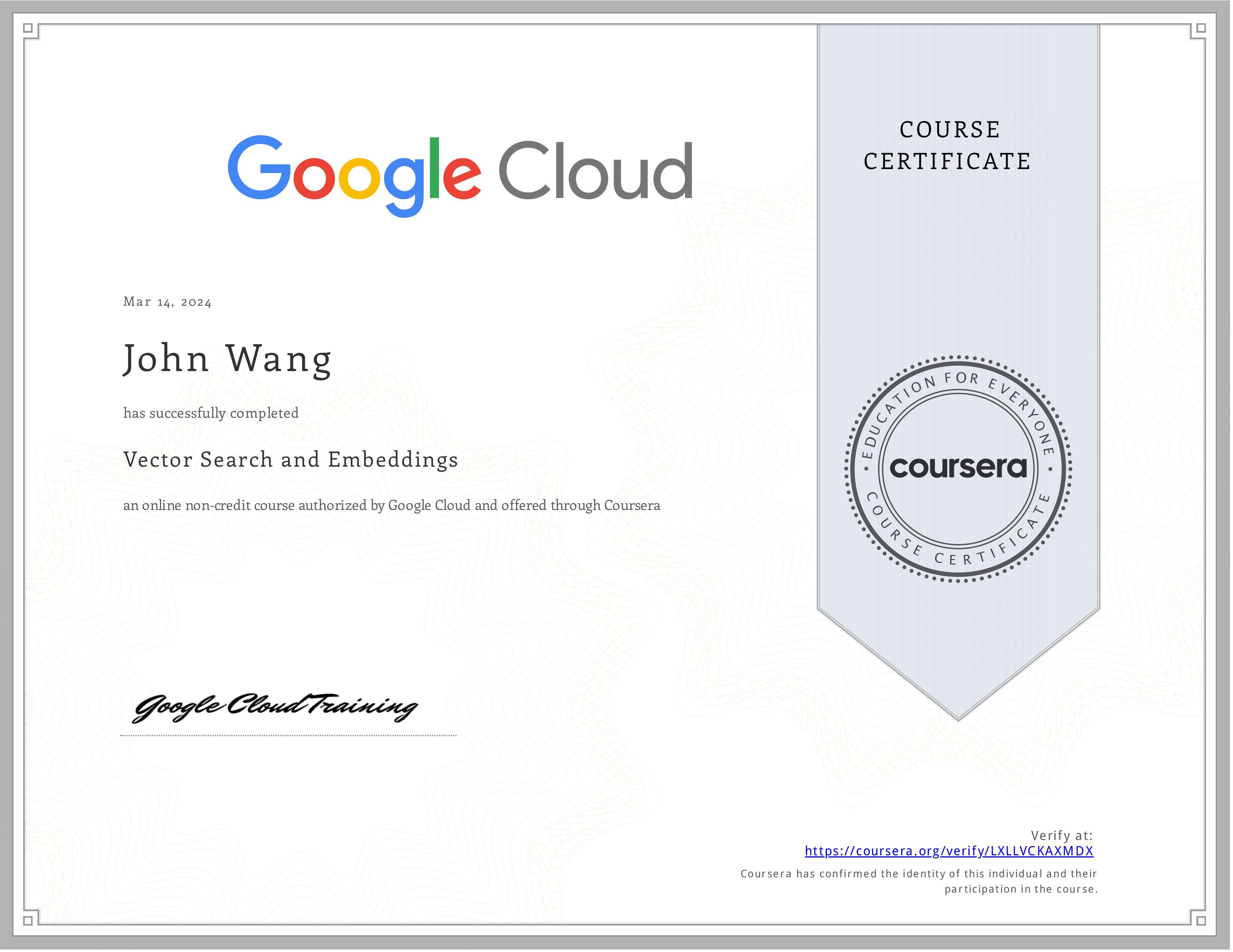 John's Vector Search and Embeddings from Google Cloud