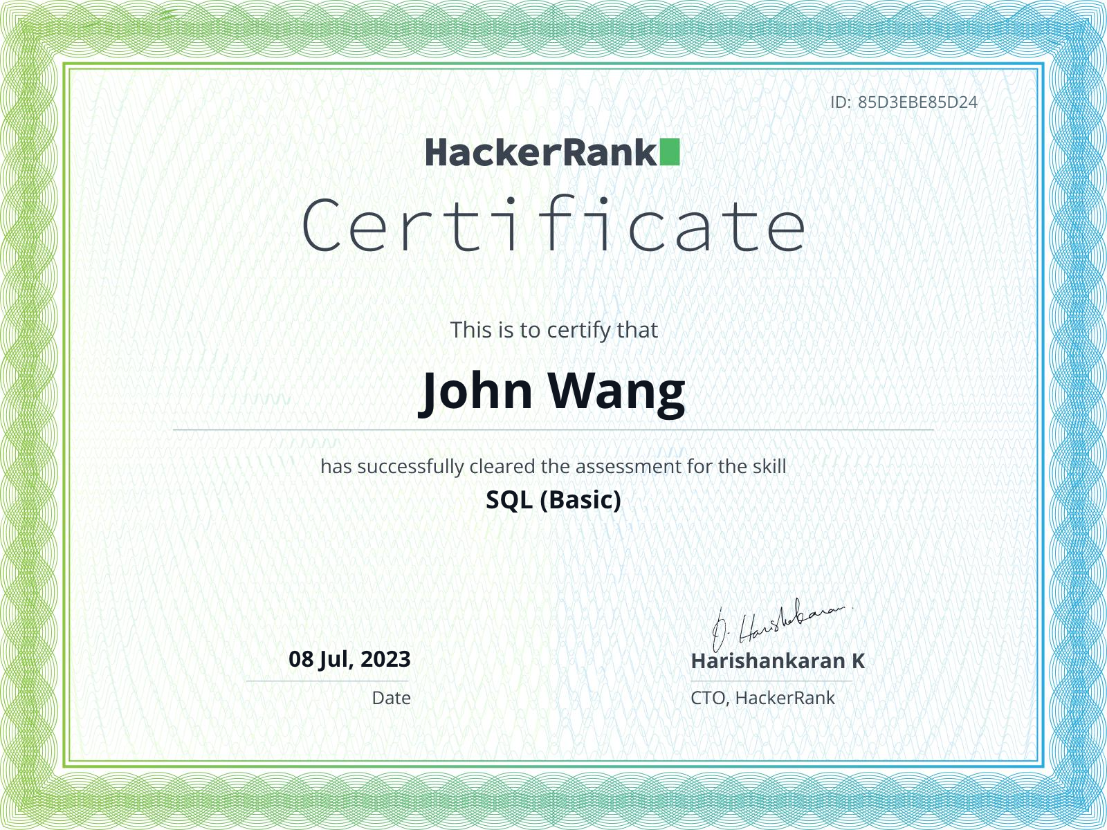 John's SQL (Basic) from HackerRank