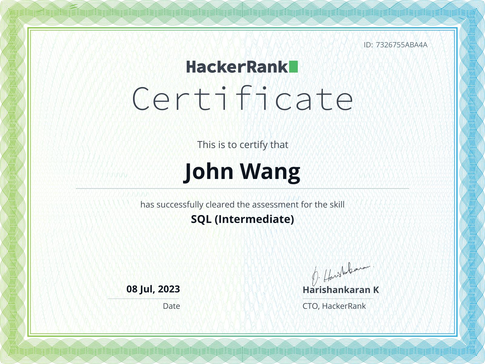 John's SQL (Intermediate) from HackerRank