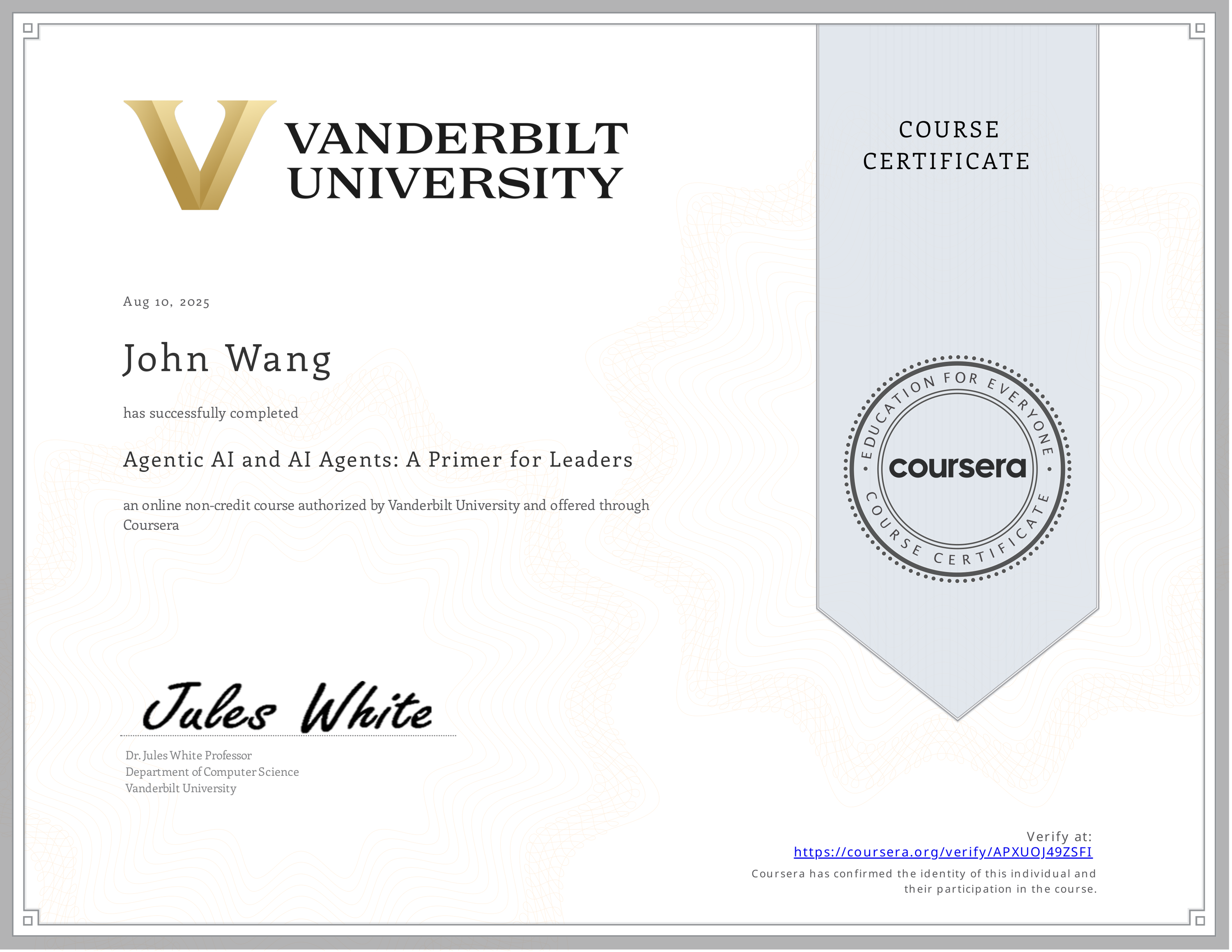 John's Agentic AI and AI Agents: A Primer for Leaders from Vanderbilt University by James White