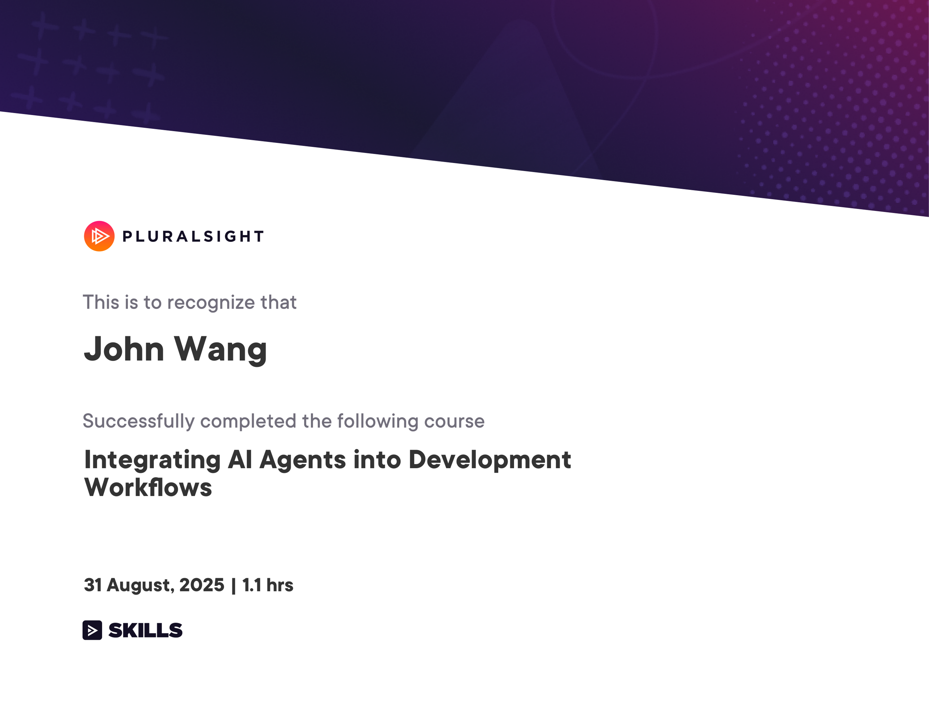 John's Integrating AI Agents into Development Workflows from Pluralsight by Adam Bertram
