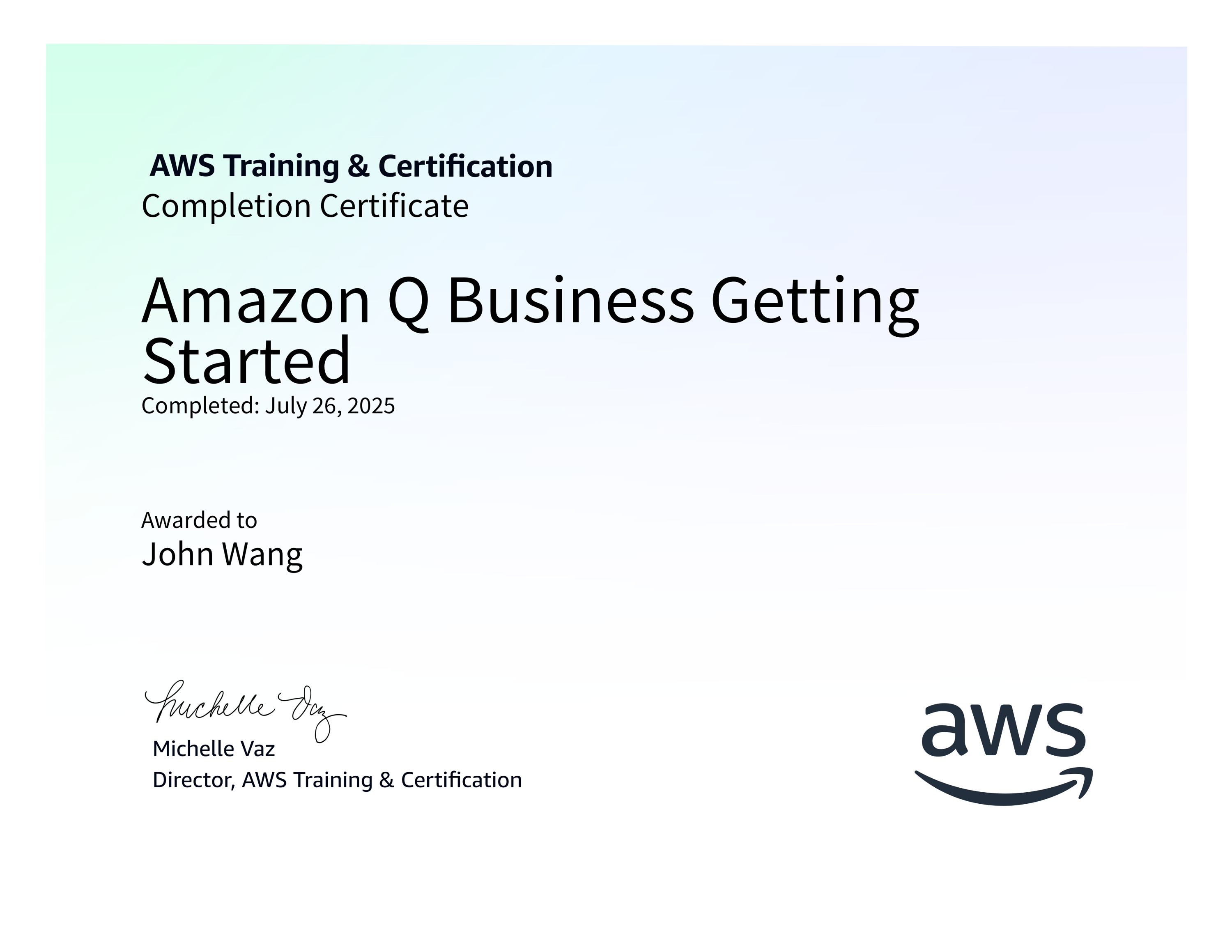 John's Amazon Q Business Getting Started from AWS