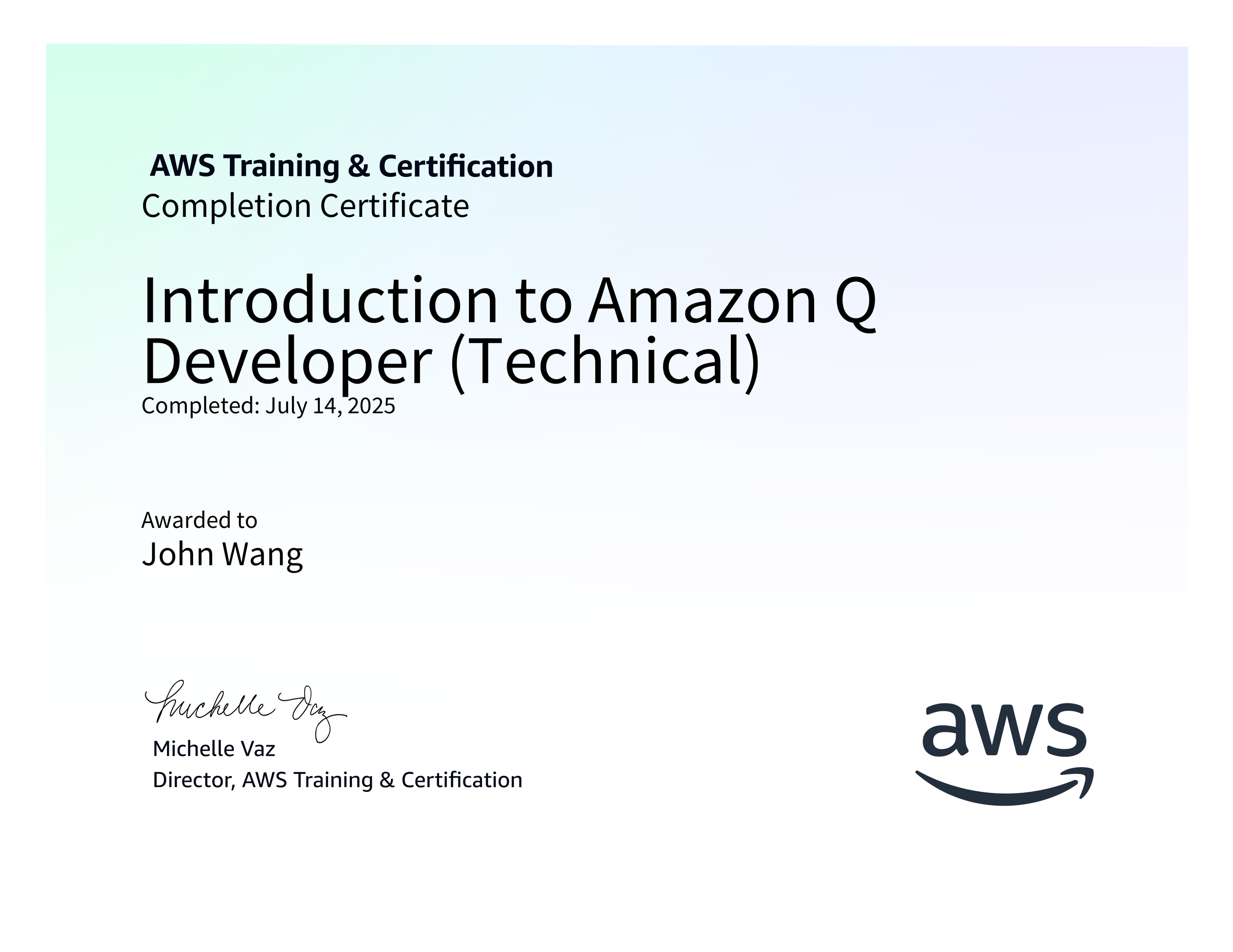 John's Introduction to Amazon Q Developer (Technical) from AWS