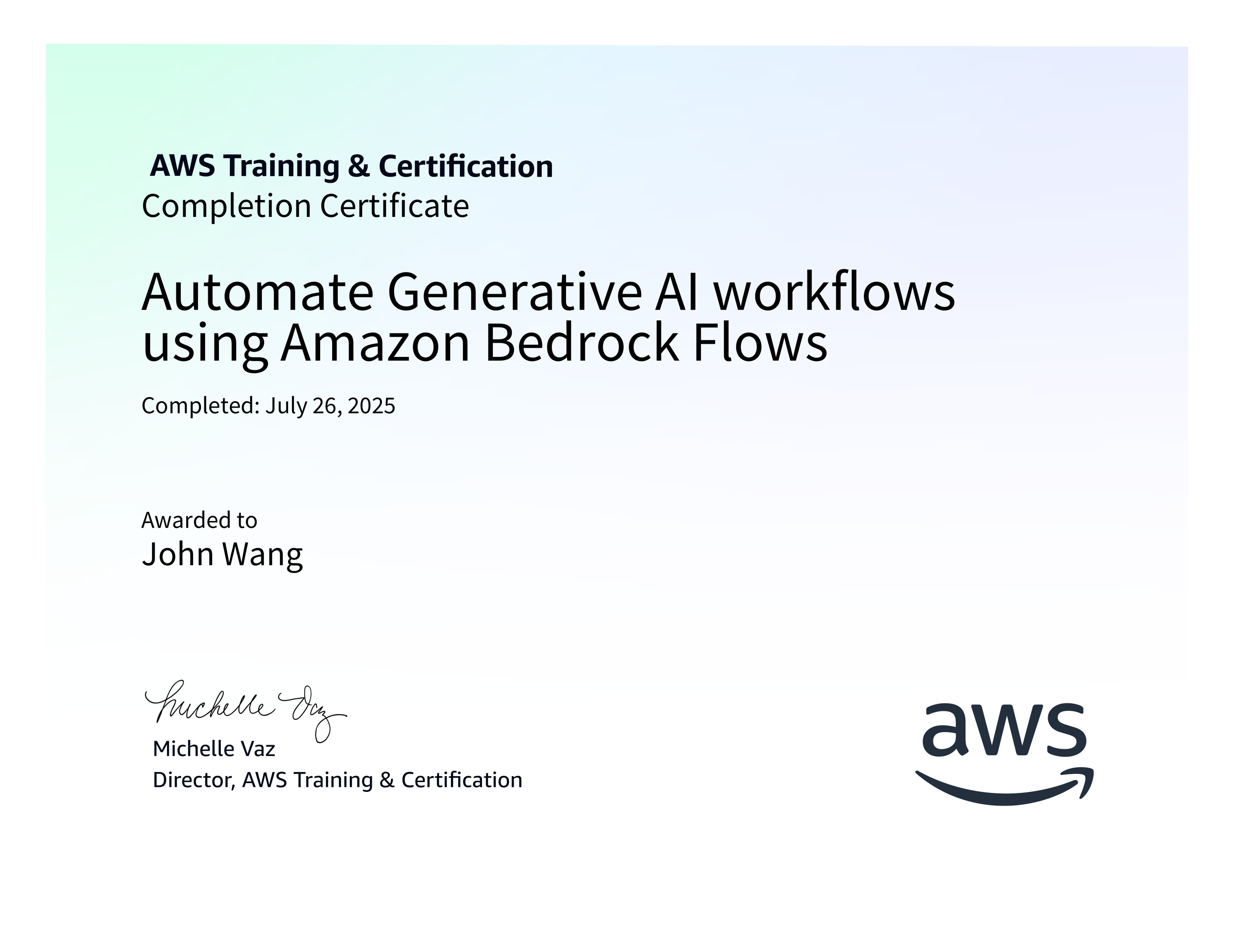 John's Automate Generative AI workflows using Amazon Bedrock Flows from AWS