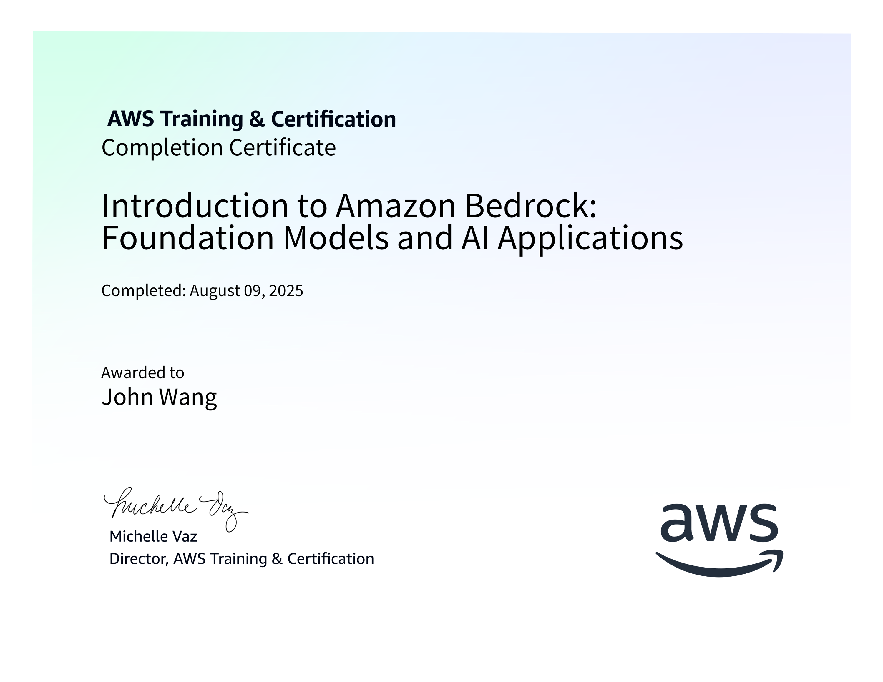 John's Introduction to Amazon Bedrock: Foundation Models and AI Applications from AWS