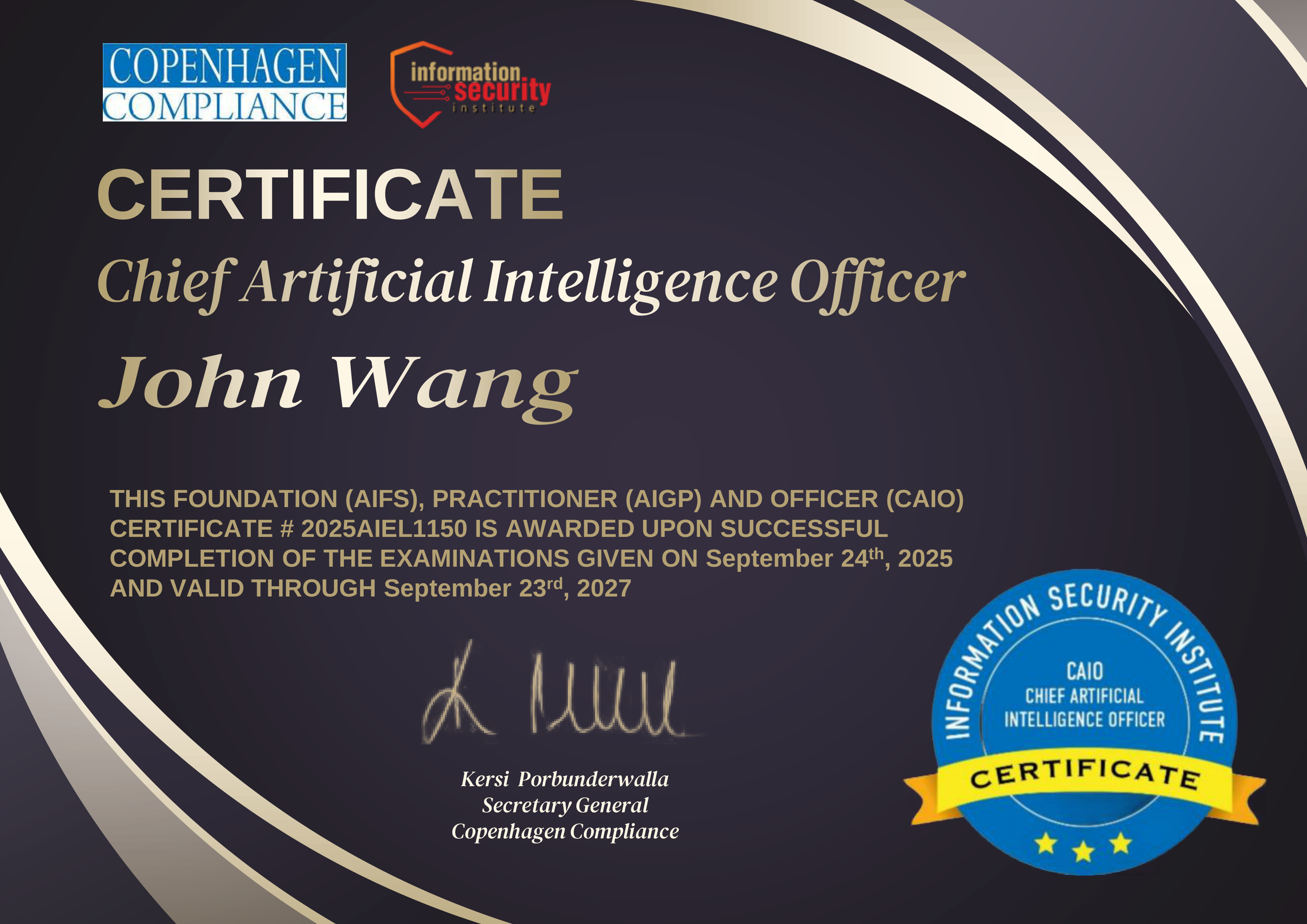 John's Chief Artificial Intelligence Officer from Copenhagen Compliance by Kersi Porbunderwalla