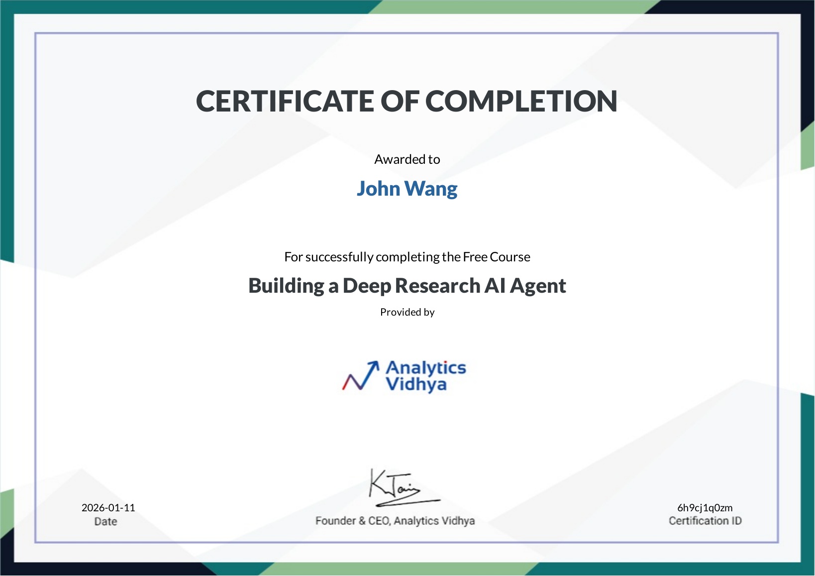 John's Building a Deep Research AI Agent from Analytics Vidhya by Dipanjan Sarkar