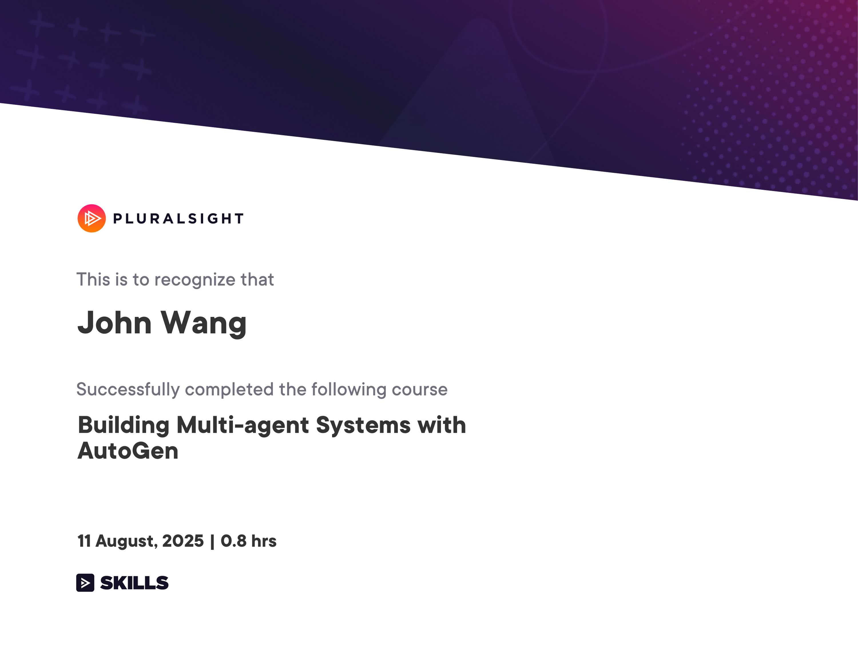 John's Building Multi-agent Systems with AutoGen from Pluralsight by Sandy Ludosky