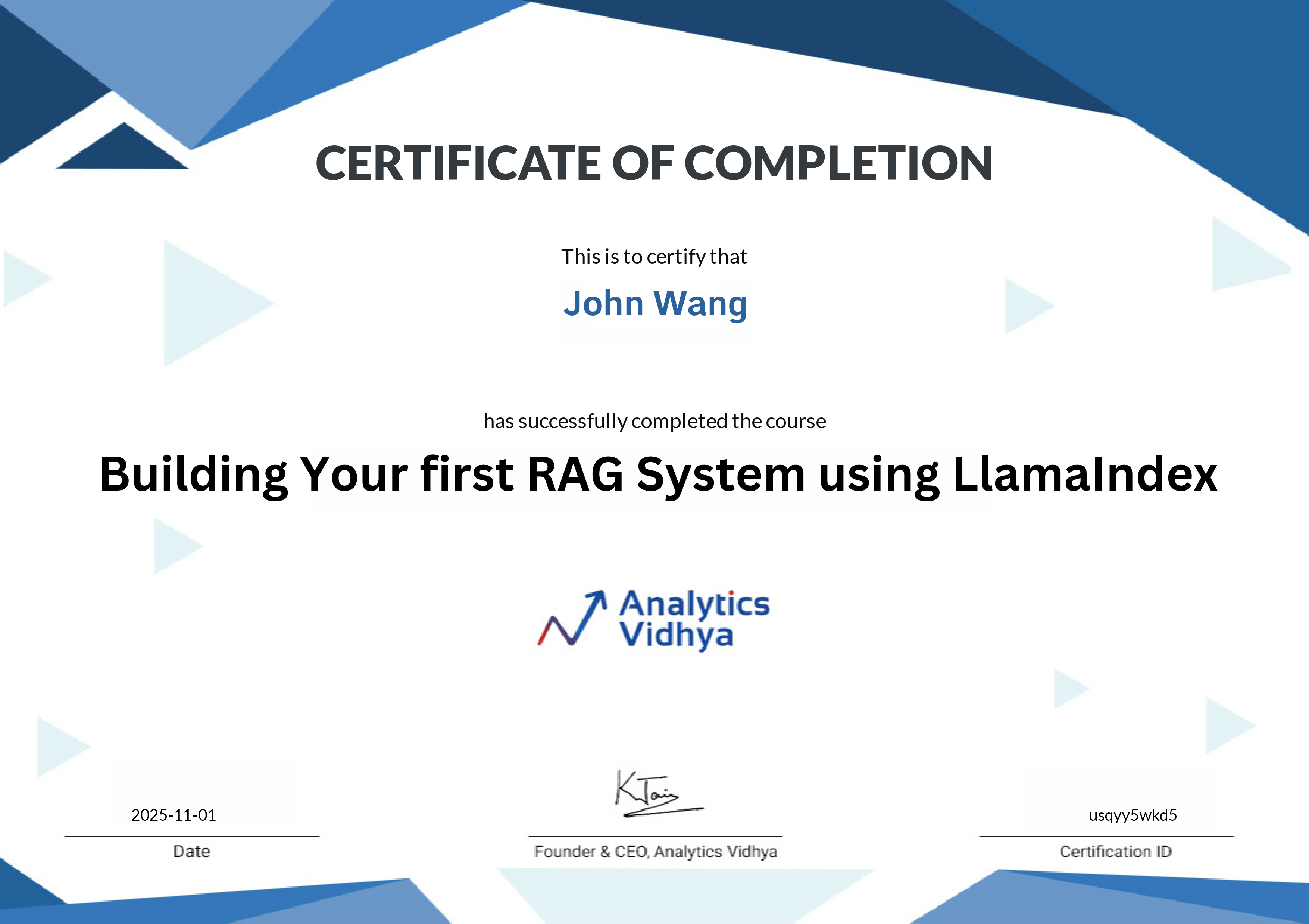 John's Building Your first RAG System using LlamaIndex from Analytics Vidhya by Prashant Sahu, Ravi Theja