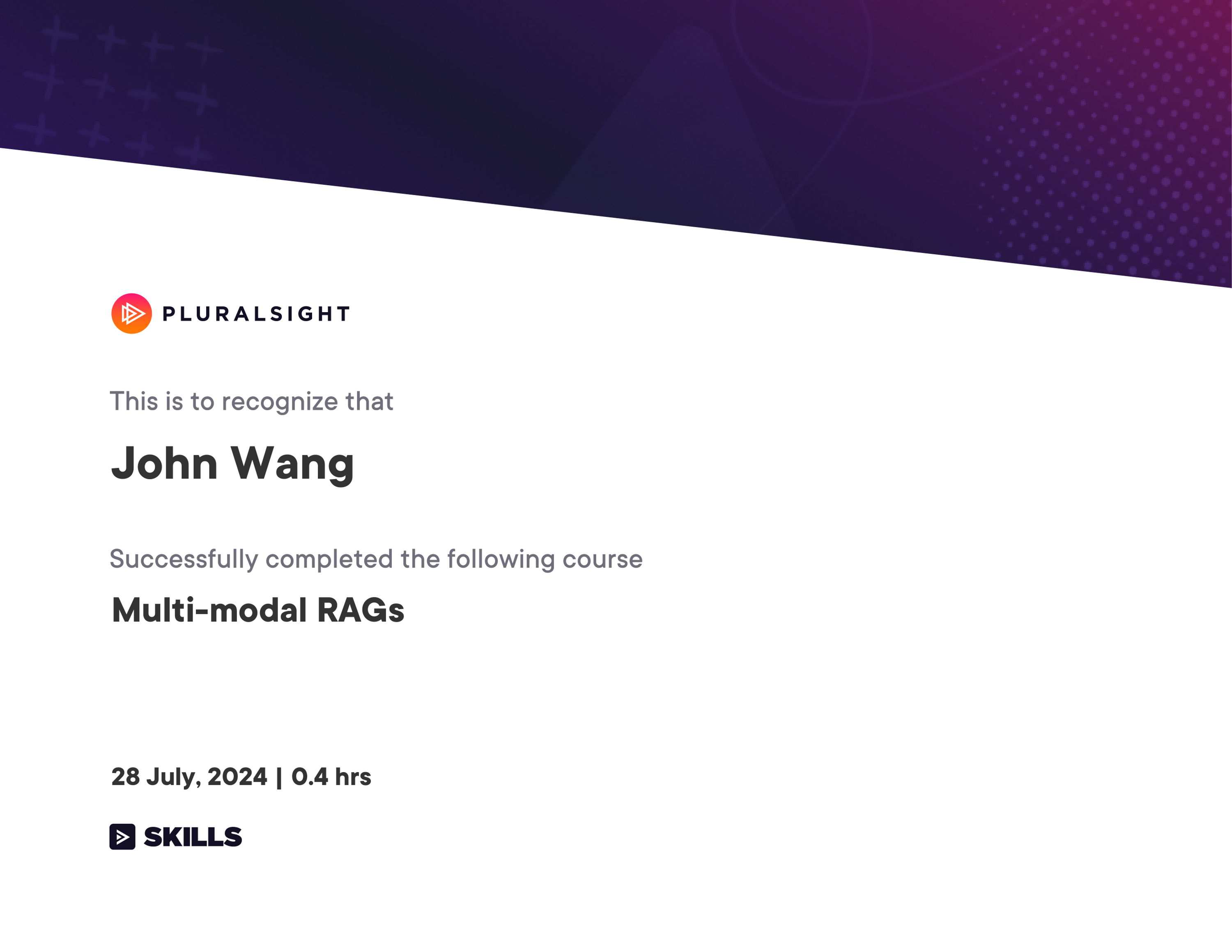 John's Multi-modal RAGs from Pluralsight by Dhiraj Kumar