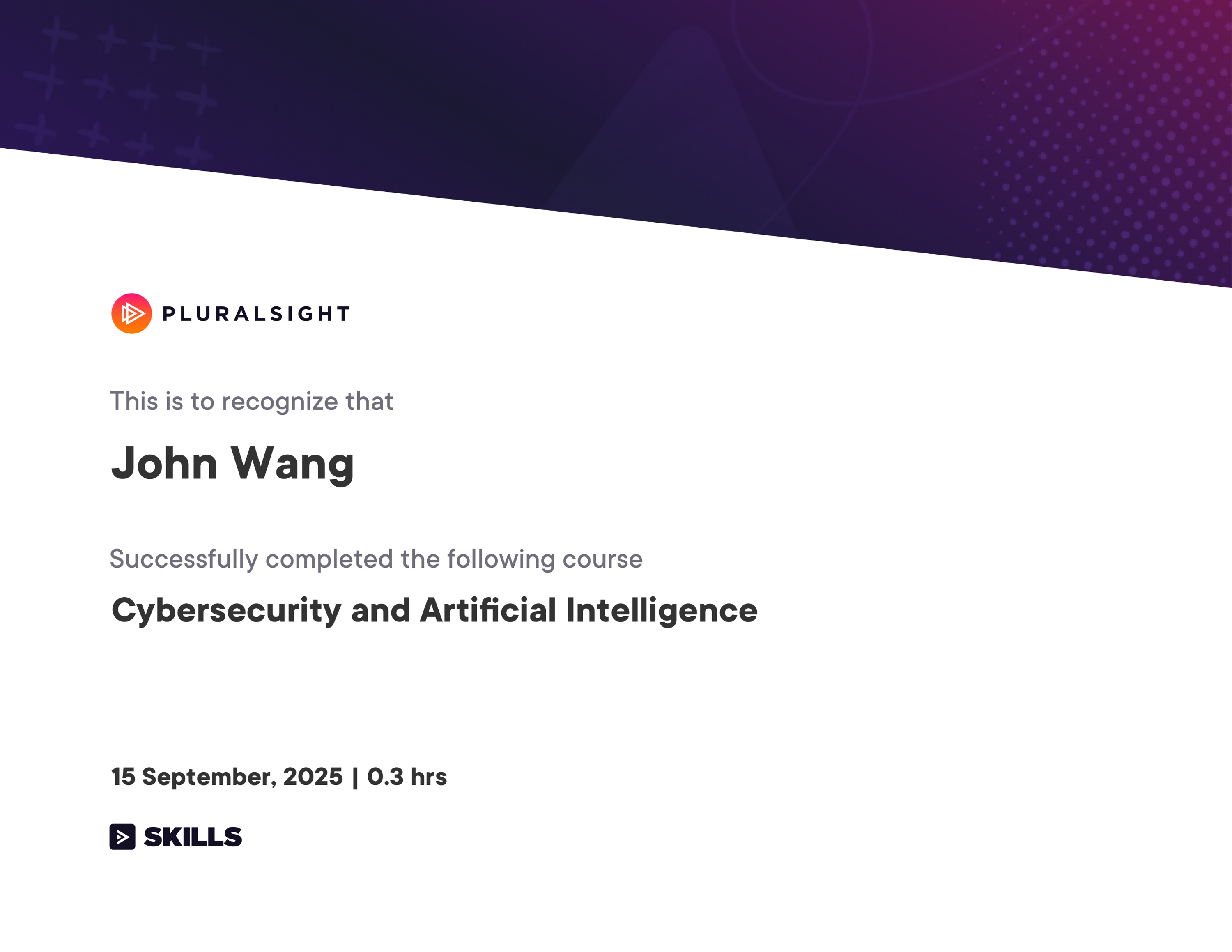 John's Cybersecurity and Artificial Intelligence from Pluralsight by Christopher Rees