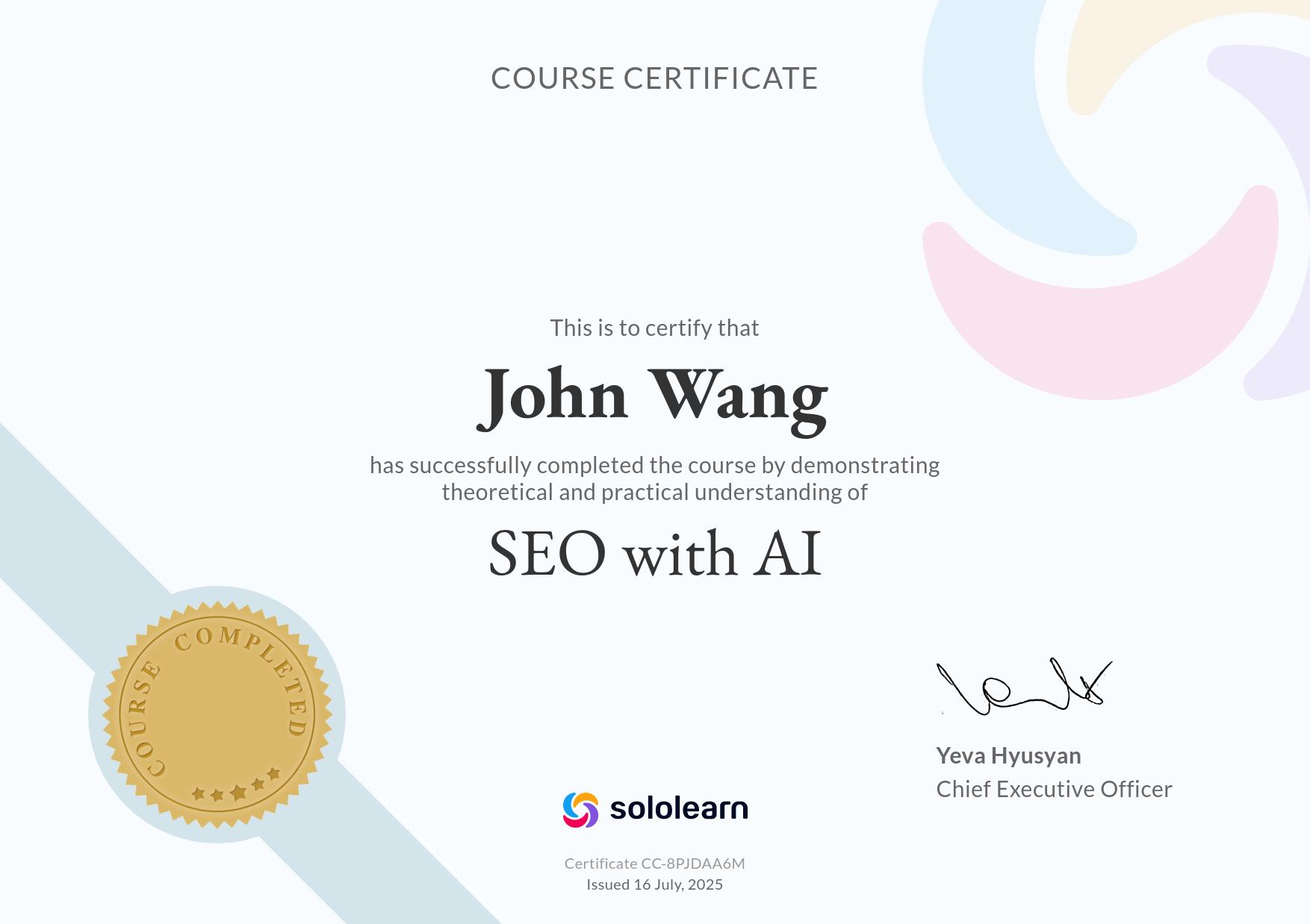 John's SEO with AI from Sololearn