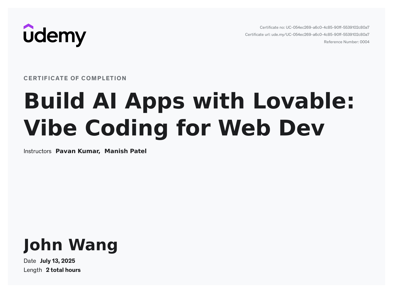 John's Build AI Apps with Lovable: Vibe Coding for Web Dev from Udemy by Pavan Kumar, Manish Patel
