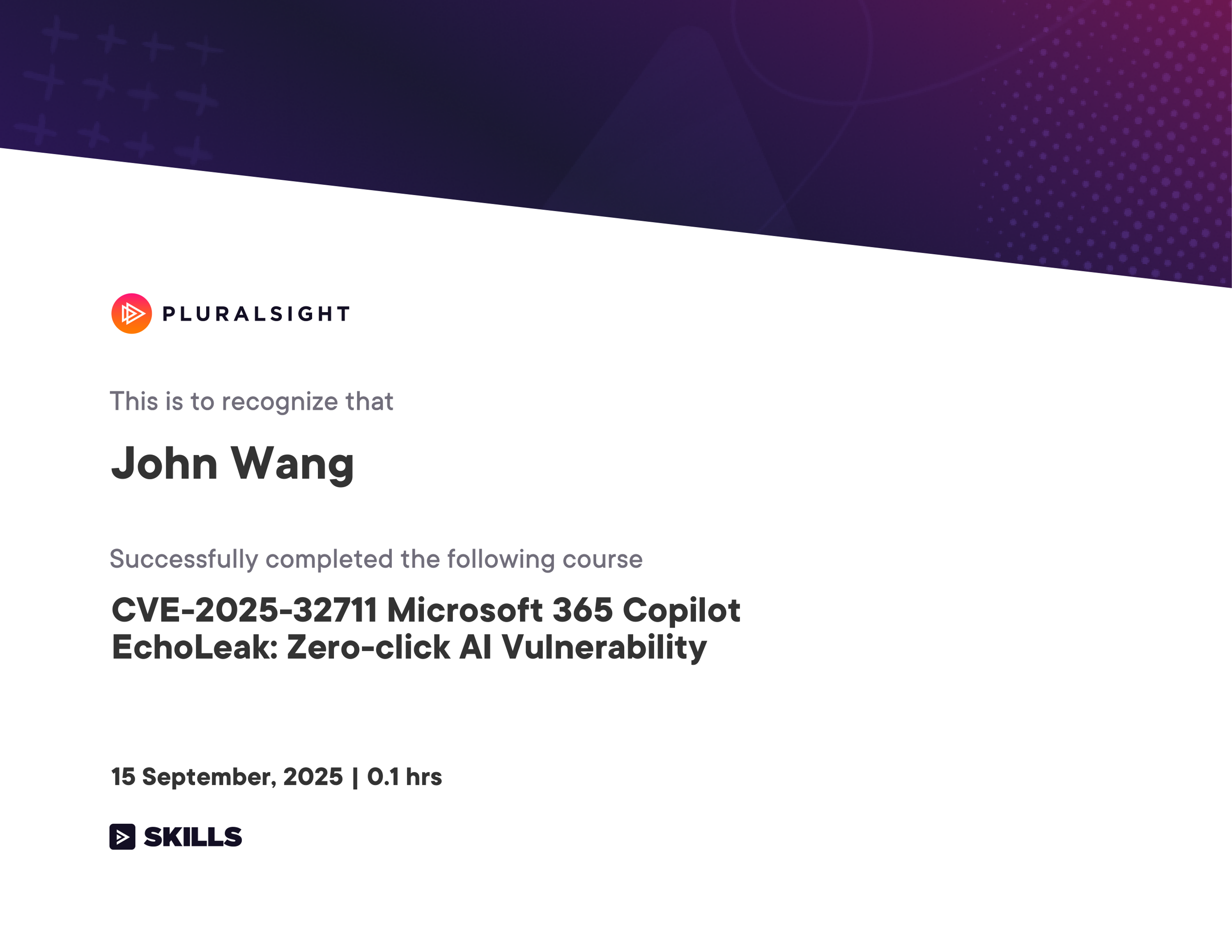 John's CVE-2025-32711 Microsoft 365 Copilot EchoLeak: Zero-click AI Vulnerability from Pluralsight by Chris Jackson