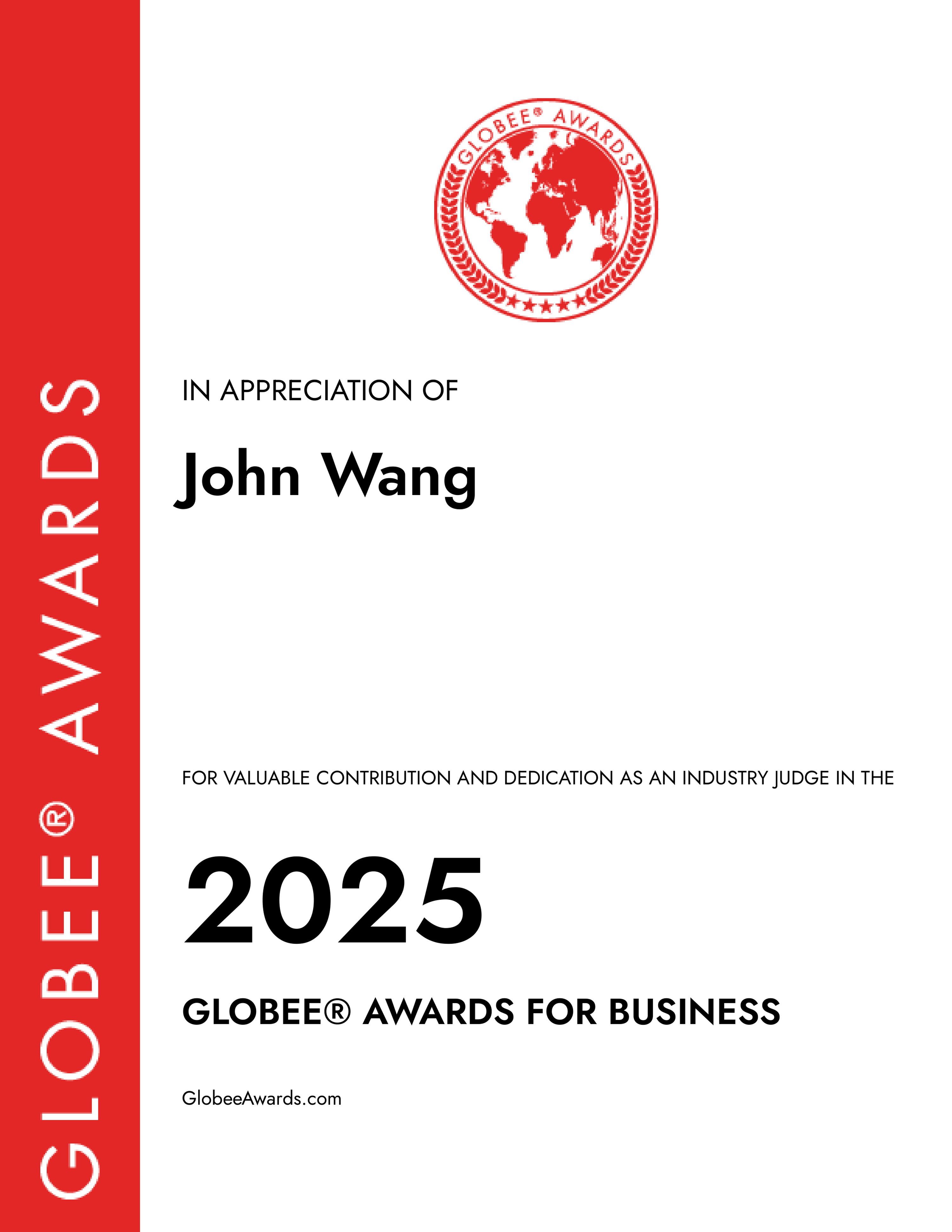John's Globee® Awards for Business - 2025 Industry Judge from Globee