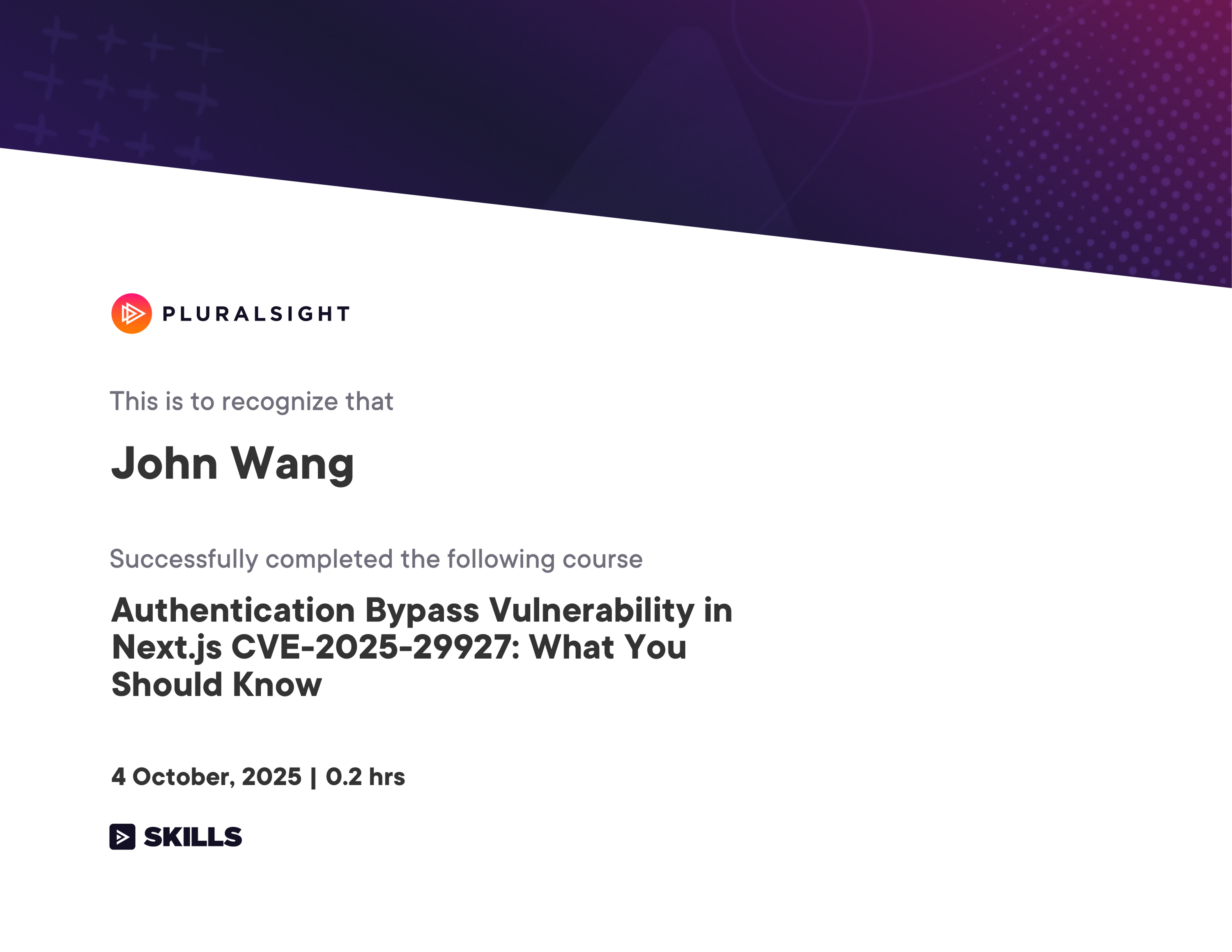 John's Authentication Bypass Vulnerability in Next.js CVE-2025-29927: What You Should Know from Pluralsight by Matthew Lloyd Davies, Michael Teske