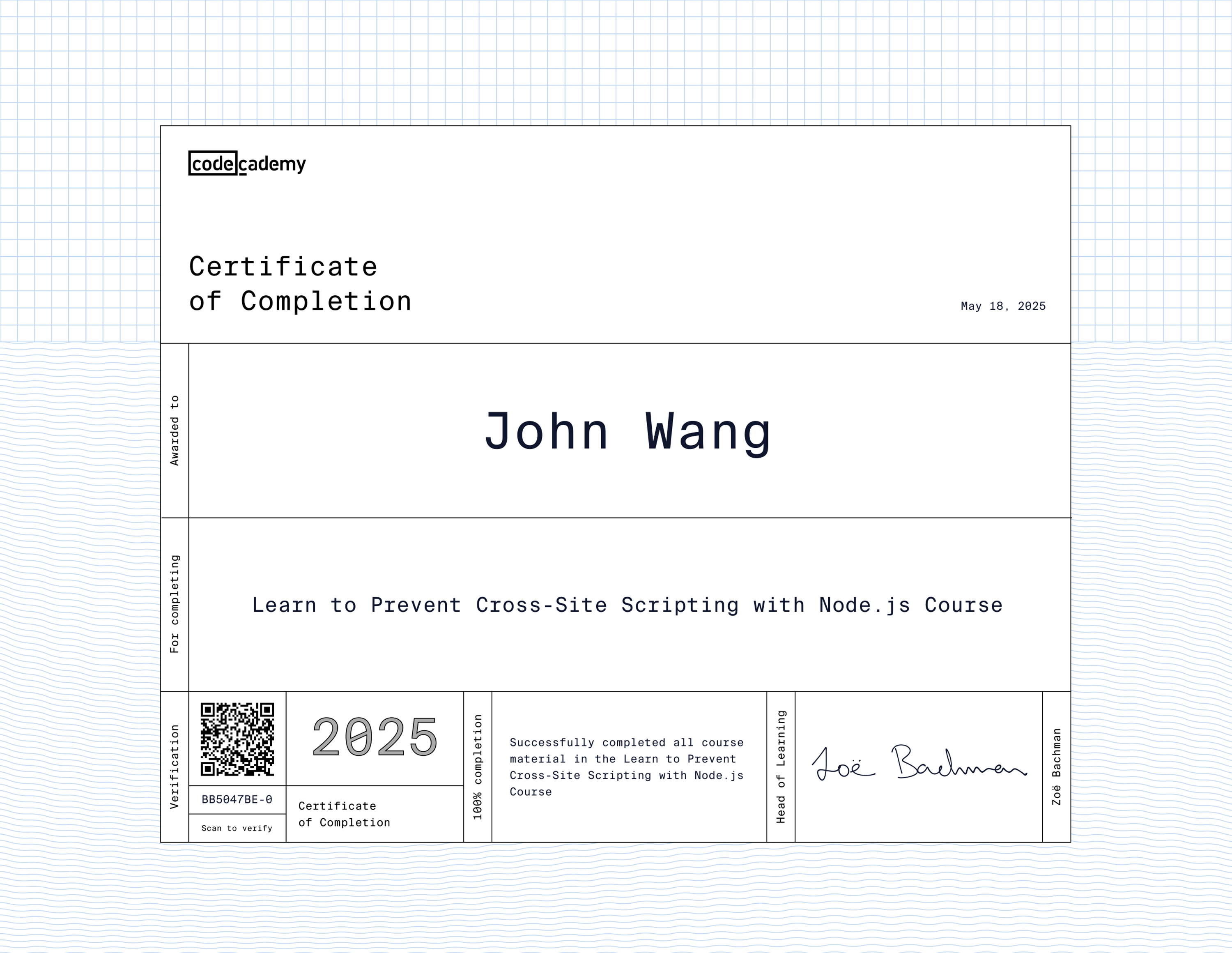 John's Learn to Prevent Cross-Site Scripting (XSS) with Node.js from Codecademy