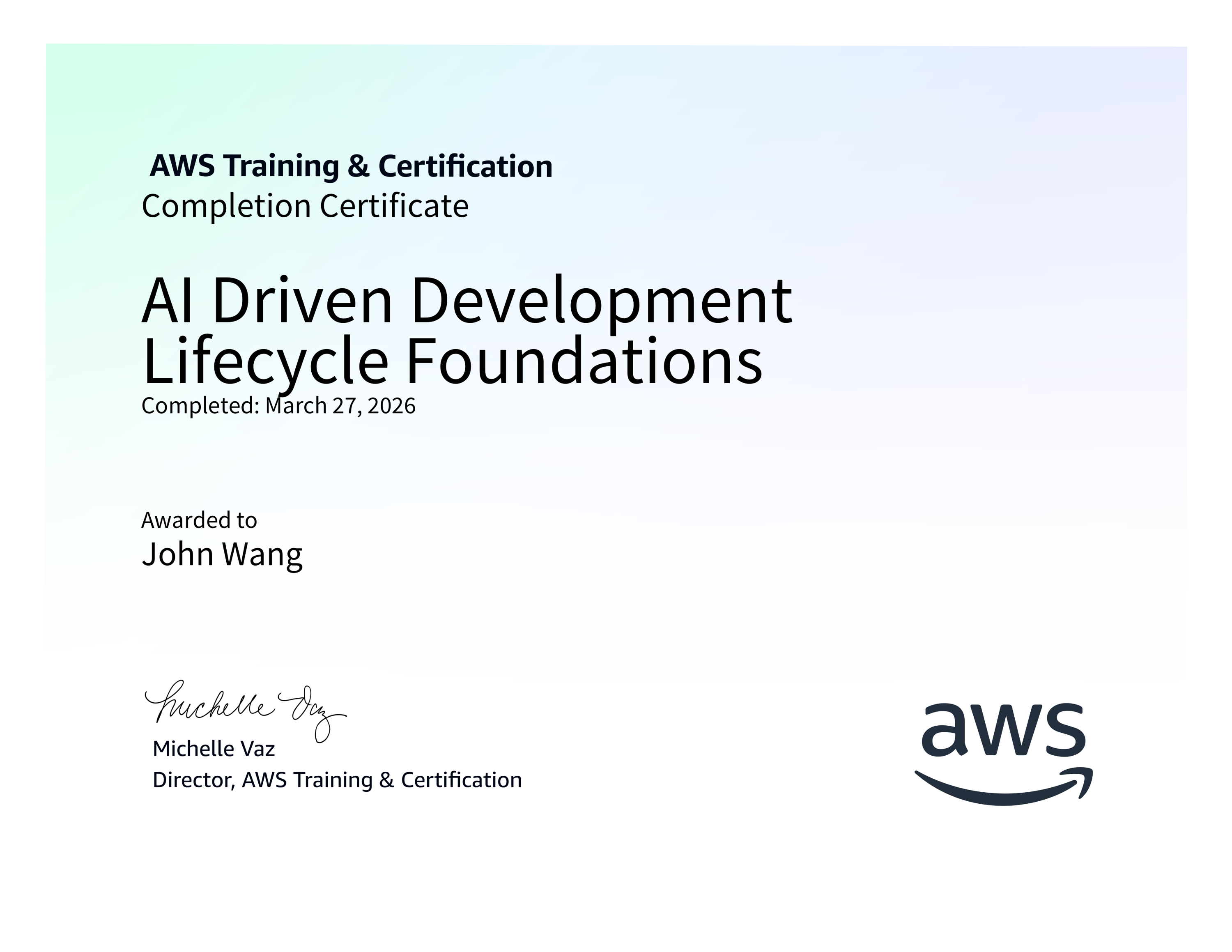 John's AI Driven Development Lifecycle Foundations from AWS