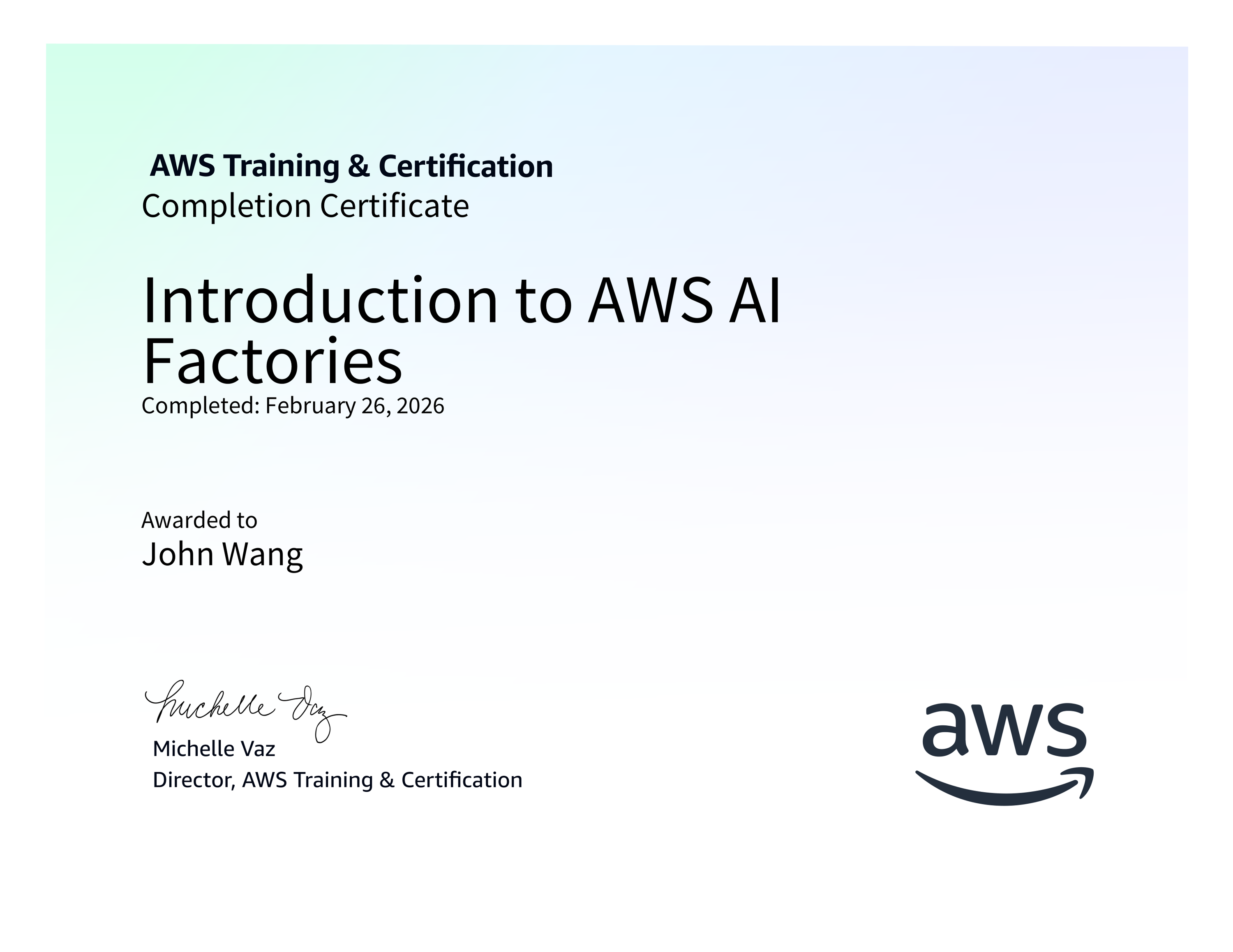 John's Introduction to AWS AI Factories from AWS