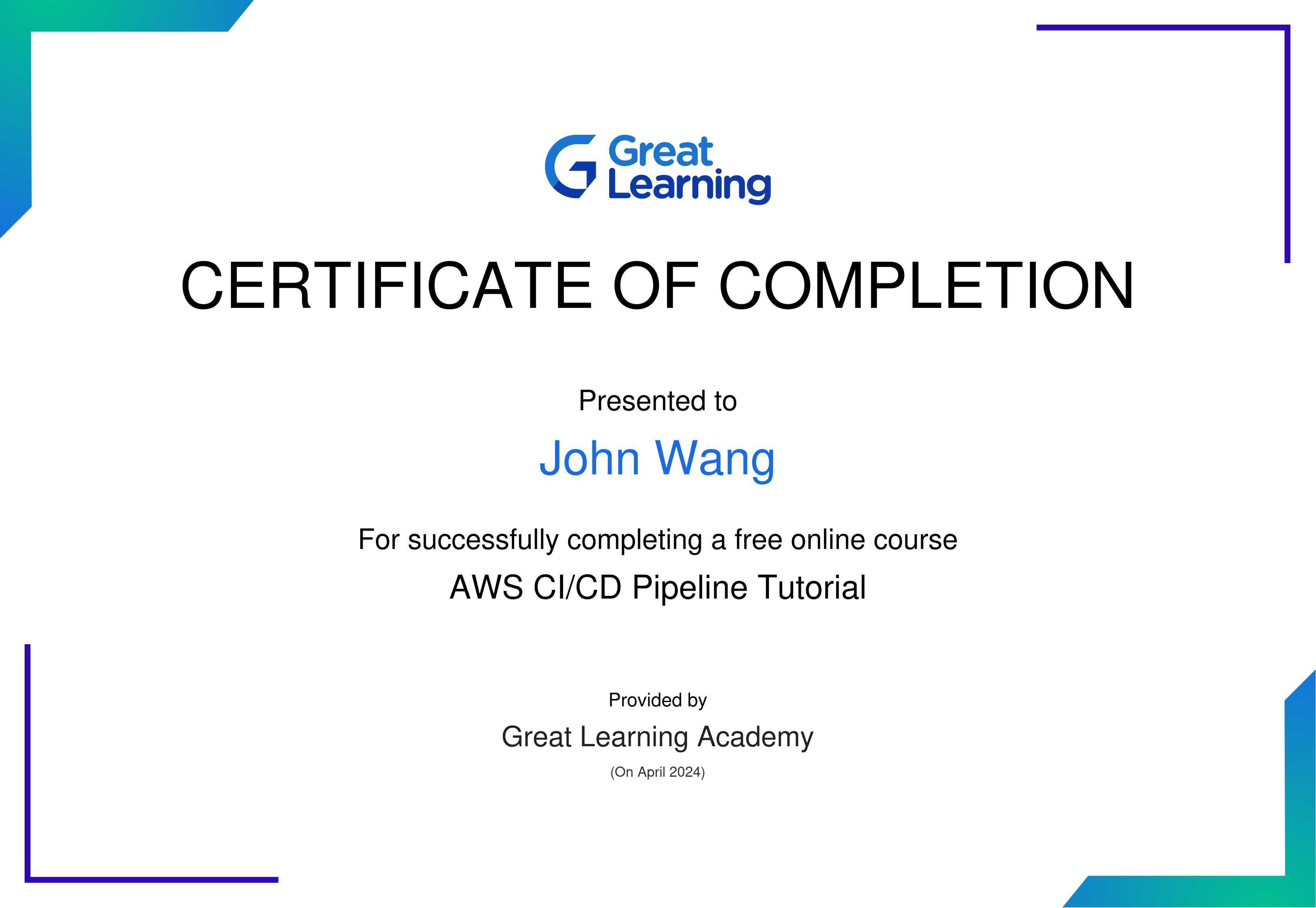 John's AWS CI/CD Pipeline from Great Learning Academy