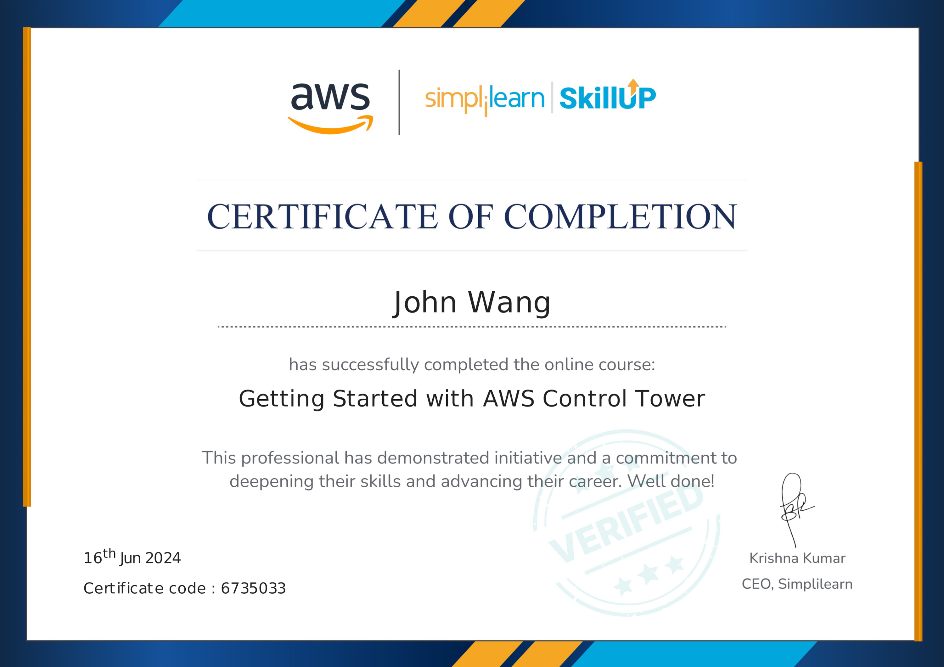 John's Getting Started with AWS Control Tower from Simplilearn