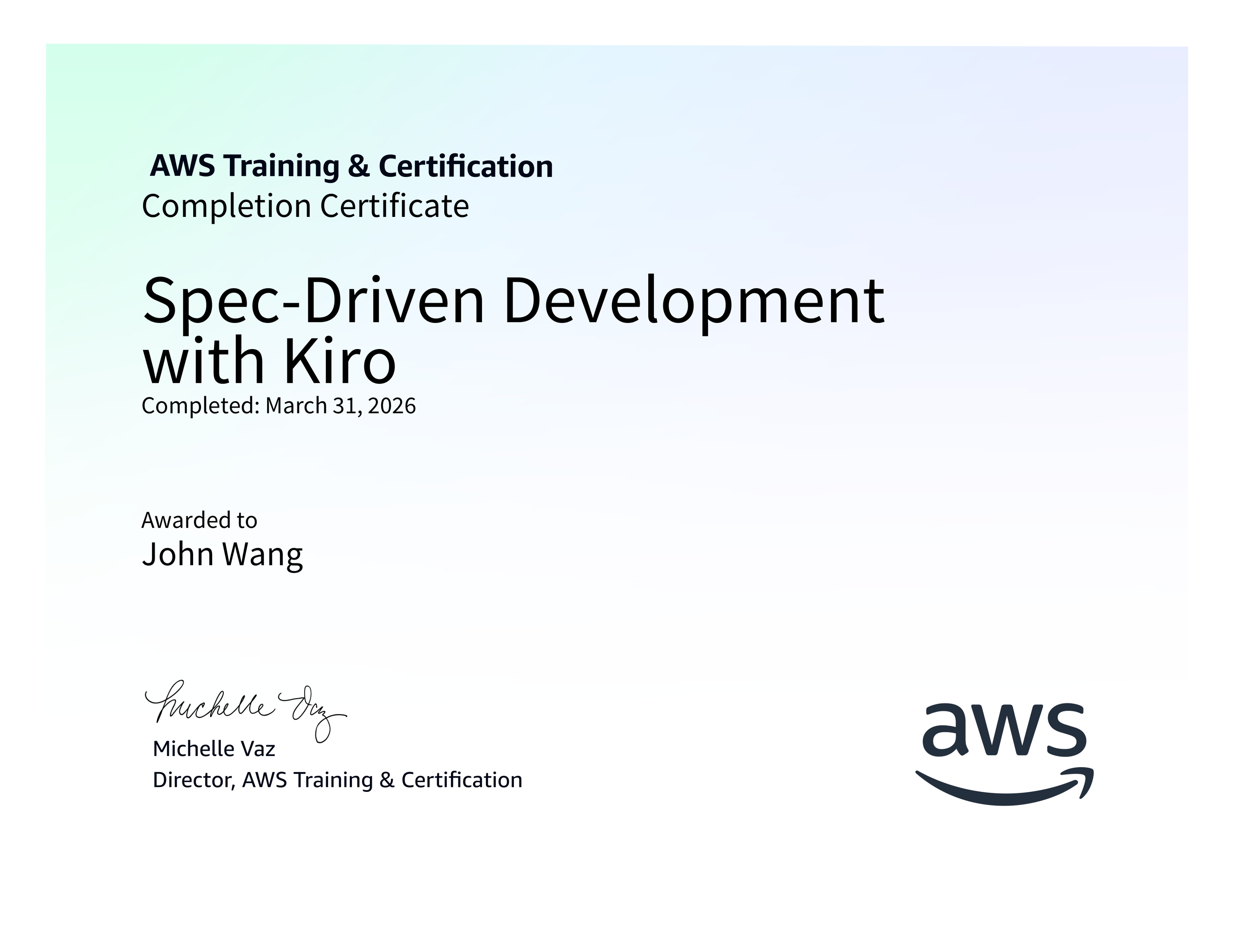 John's Spec-Driven Development with Kiro from AWS