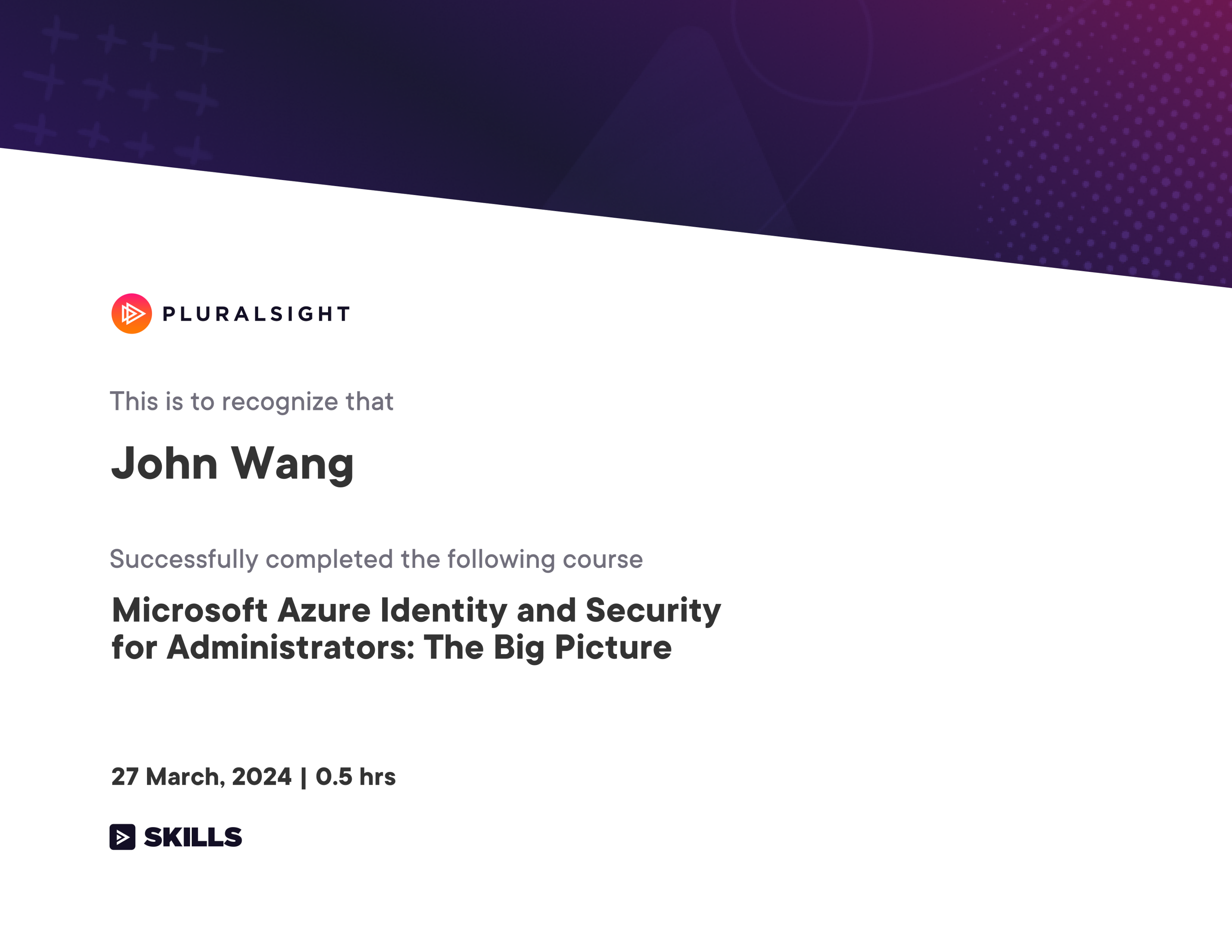 John's Microsoft Azure Identity and Security for Administrators: The Big Picture from Pluralsight by Jean Francois Landry