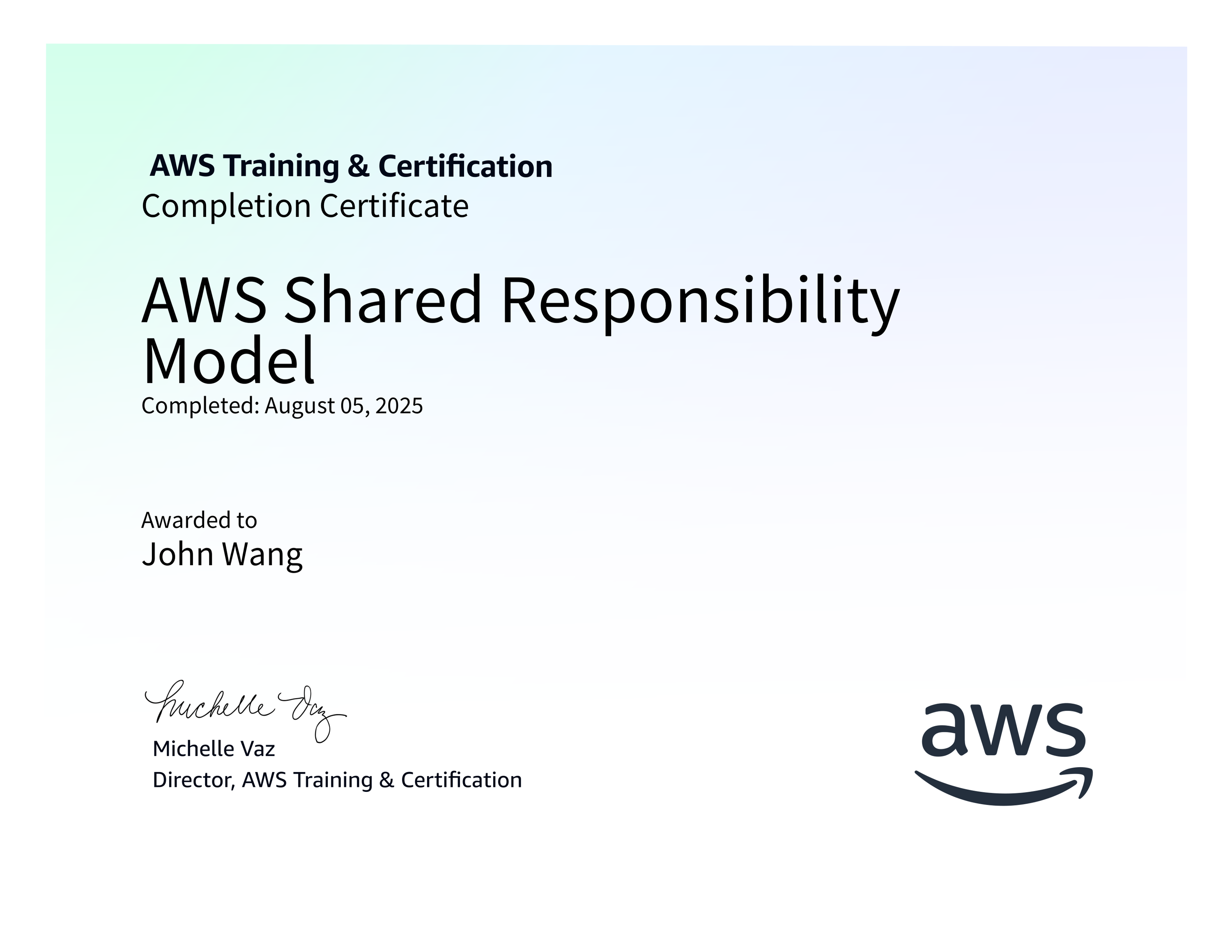 John's AWS Shared Responsibility Model from AWS