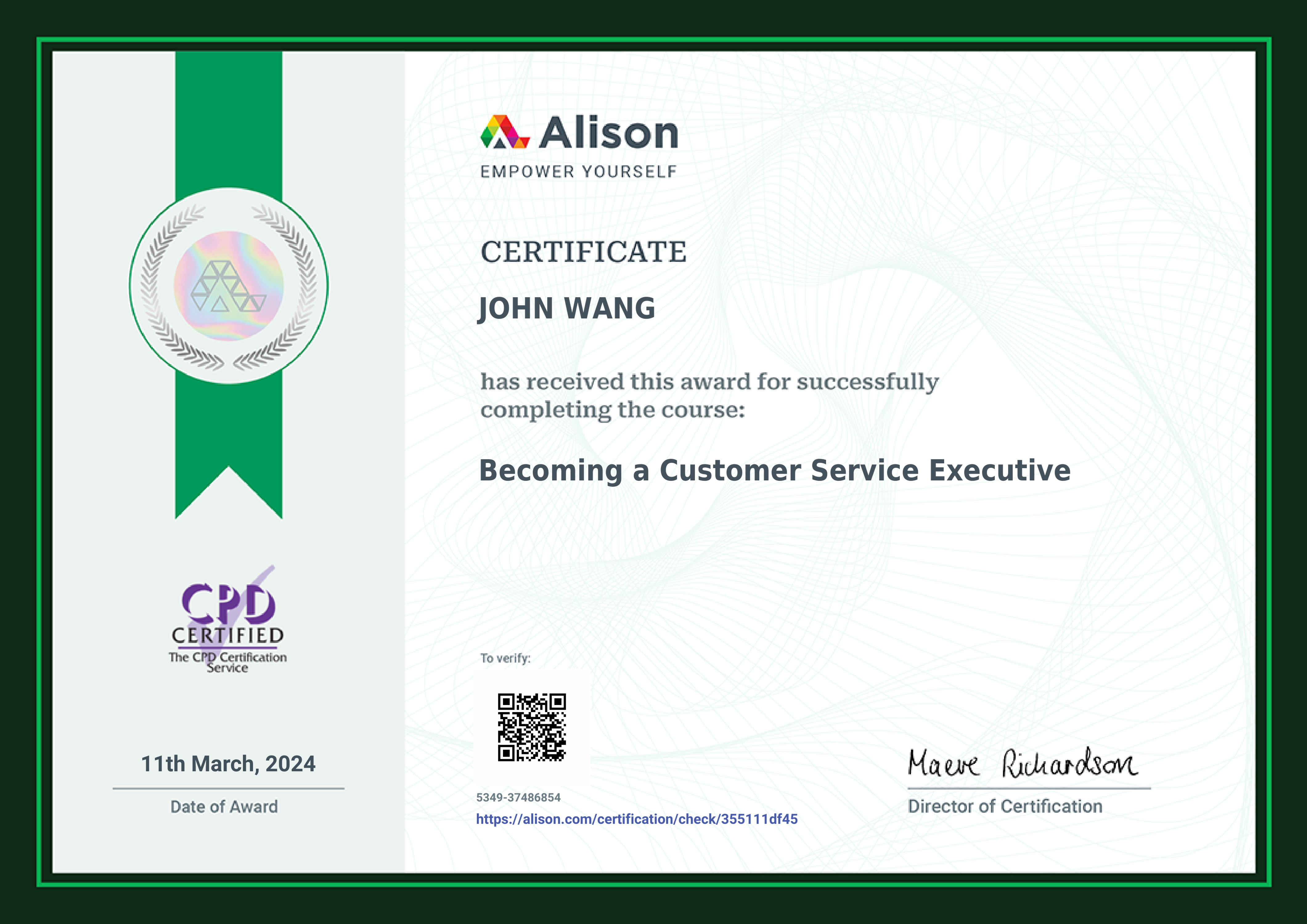 John's Becoming a Customer Service Executive from Alison by Janets