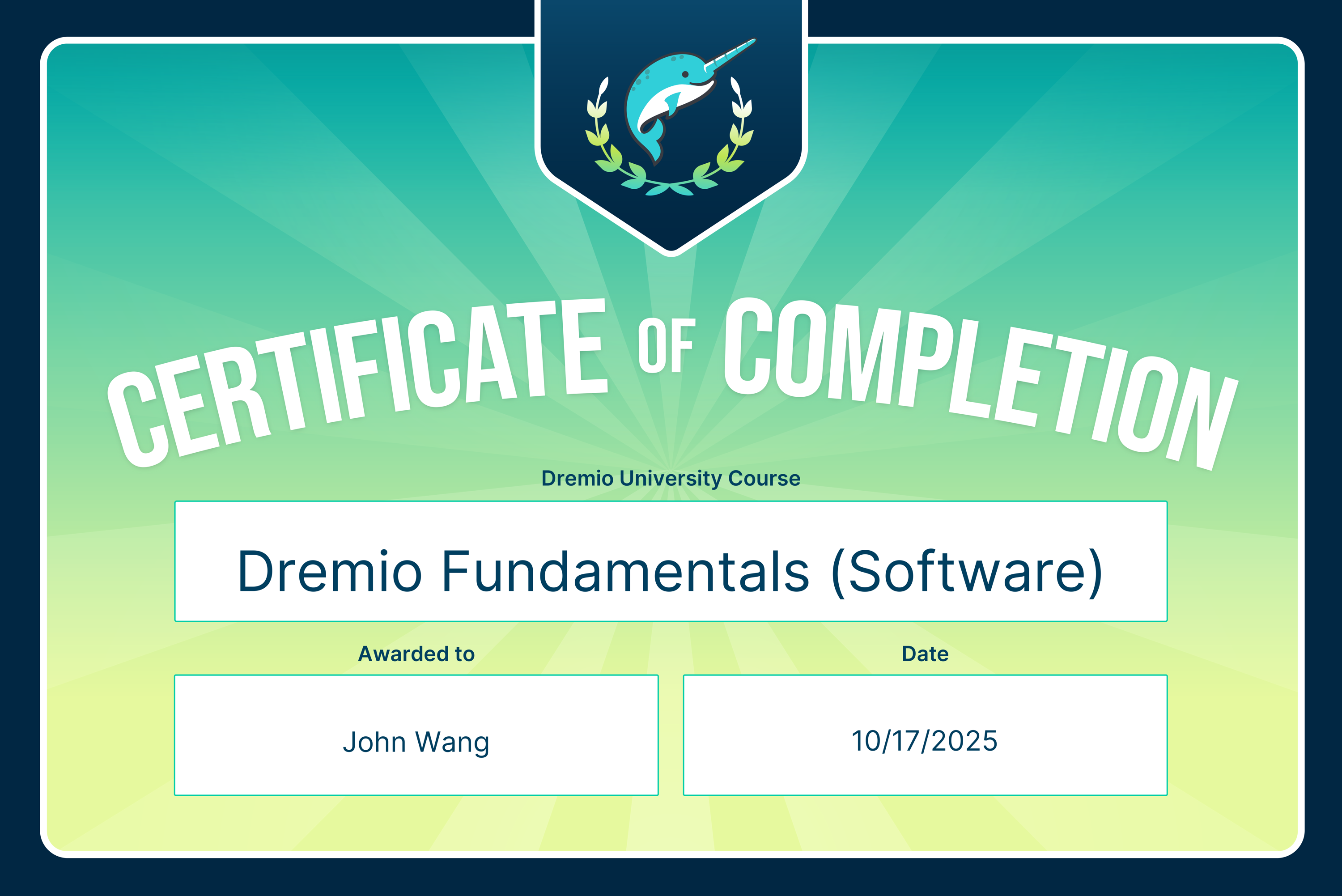 John's Dremio Fundamentals (Software) from Dremio