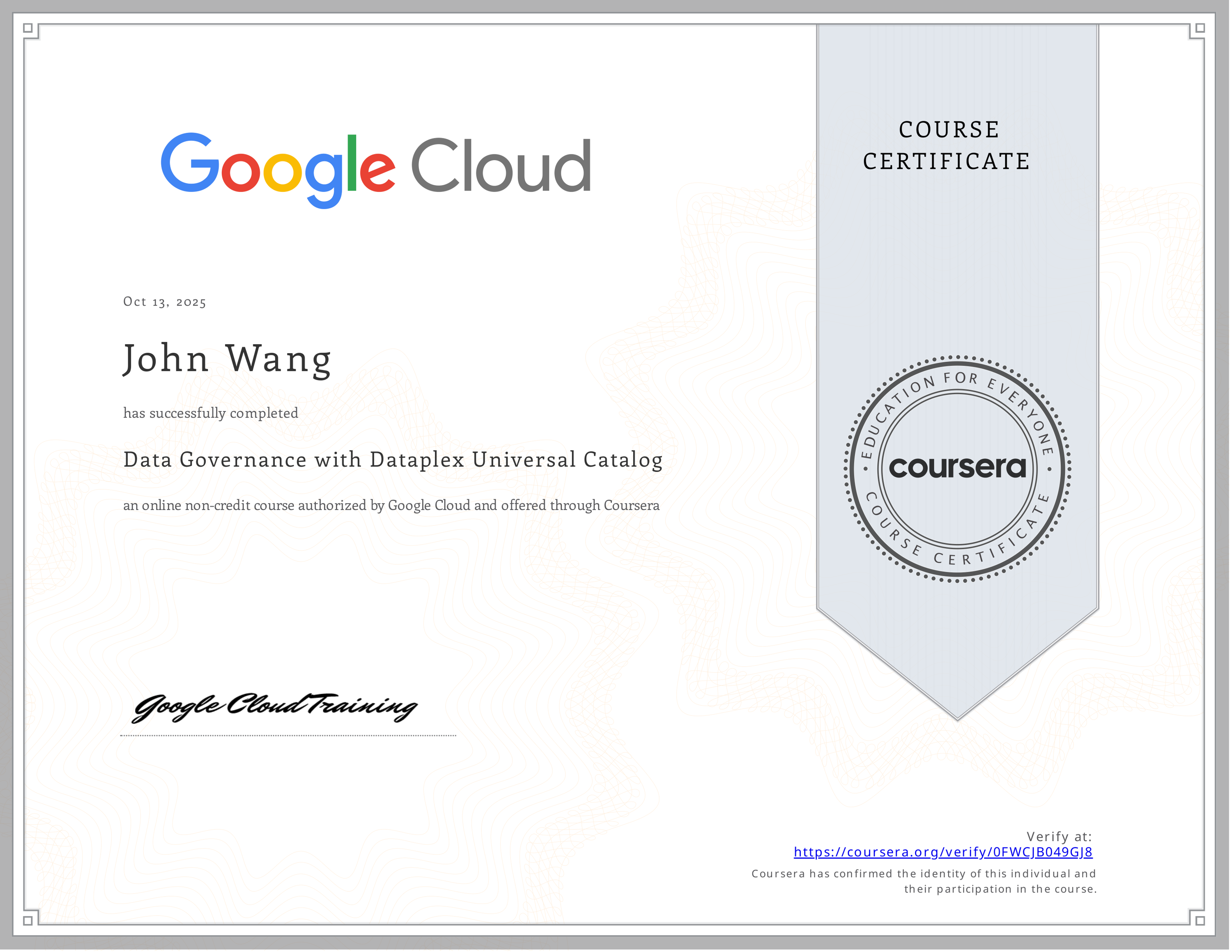John's Data Governance with Dataplex Universal Catalog from Google Cloud