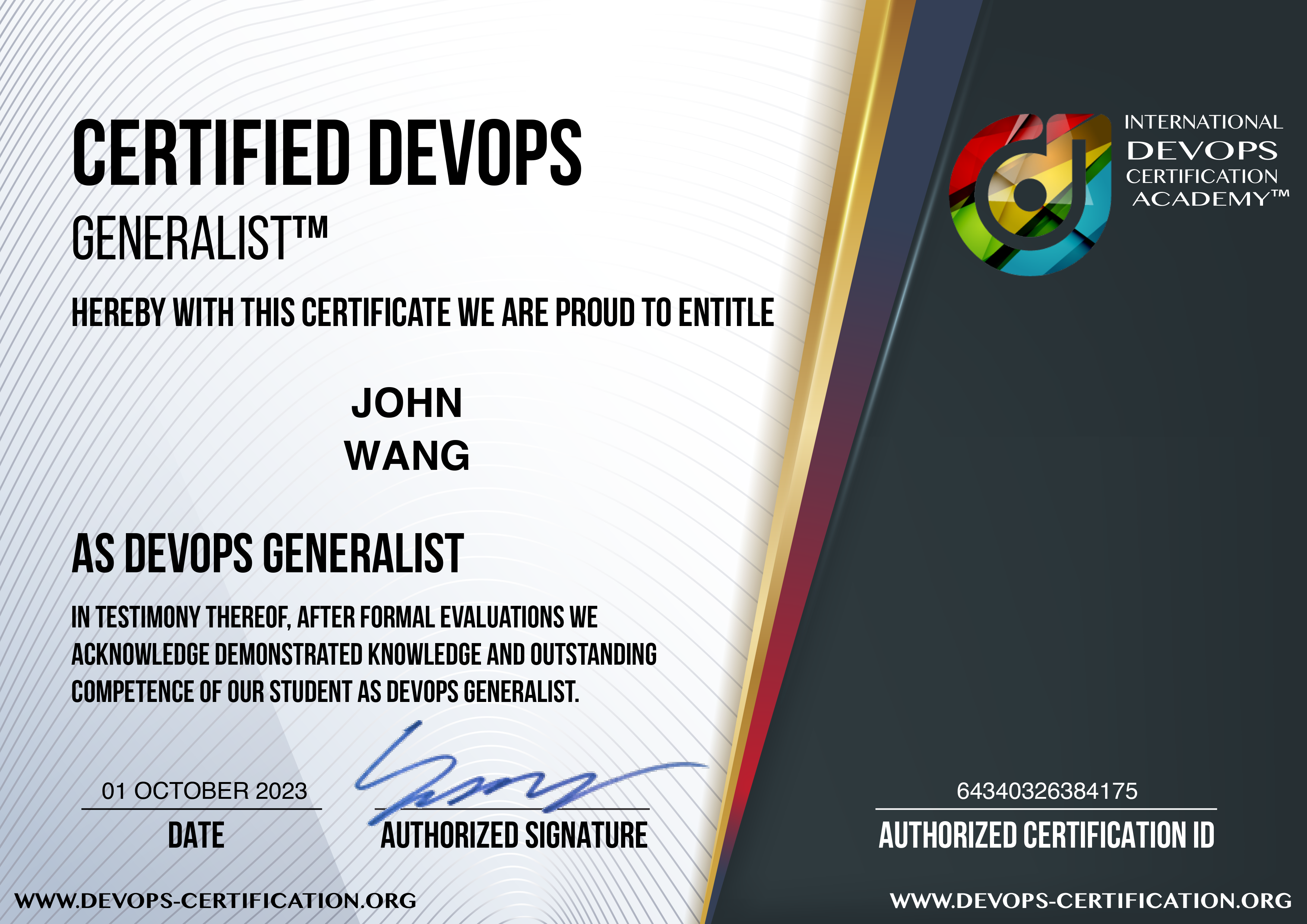 John's Certified DevOps Generalist (DevOps-GEN) from DevOps Academy