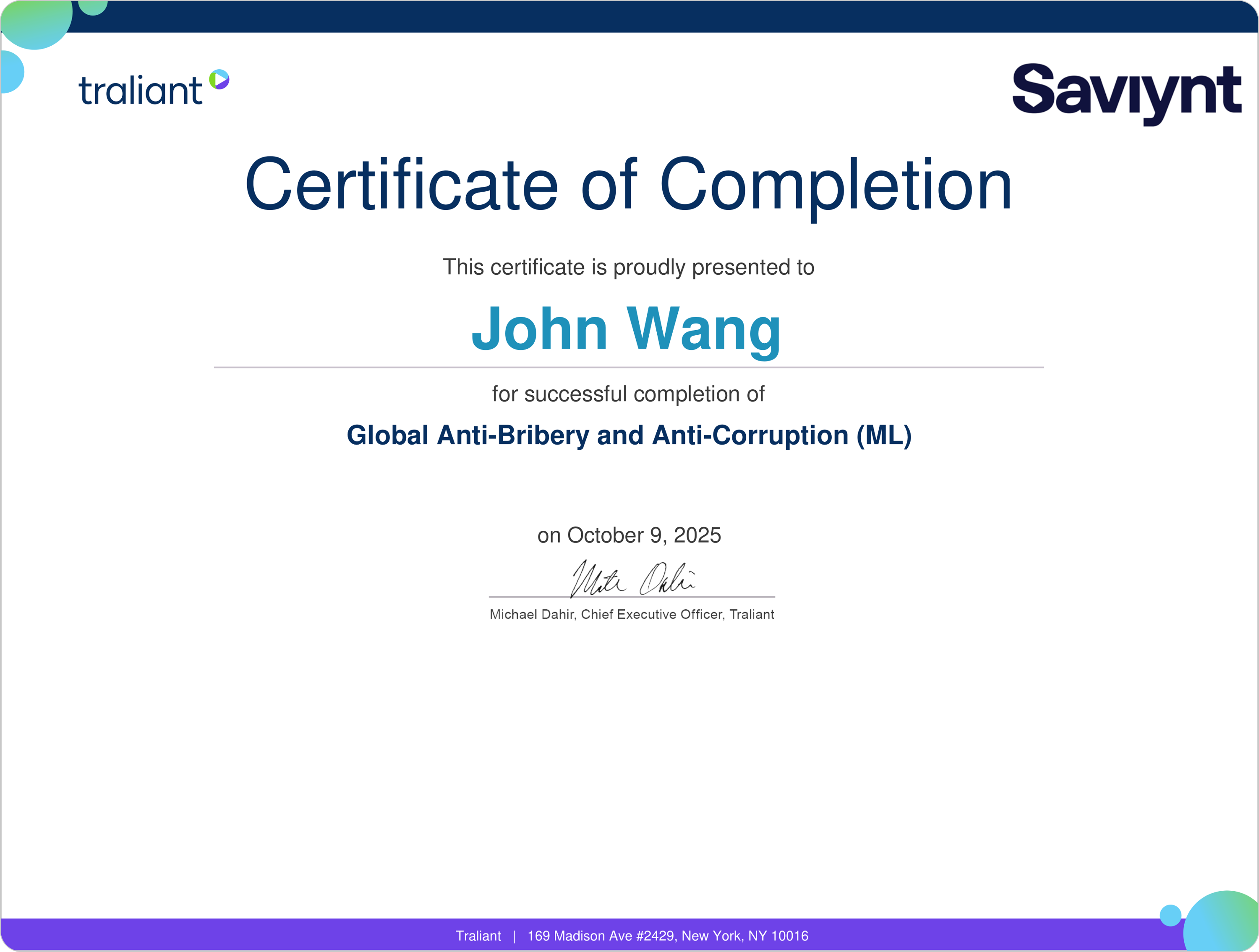 John's Global Anti-Bribery and Anti-Corruption from Traliant