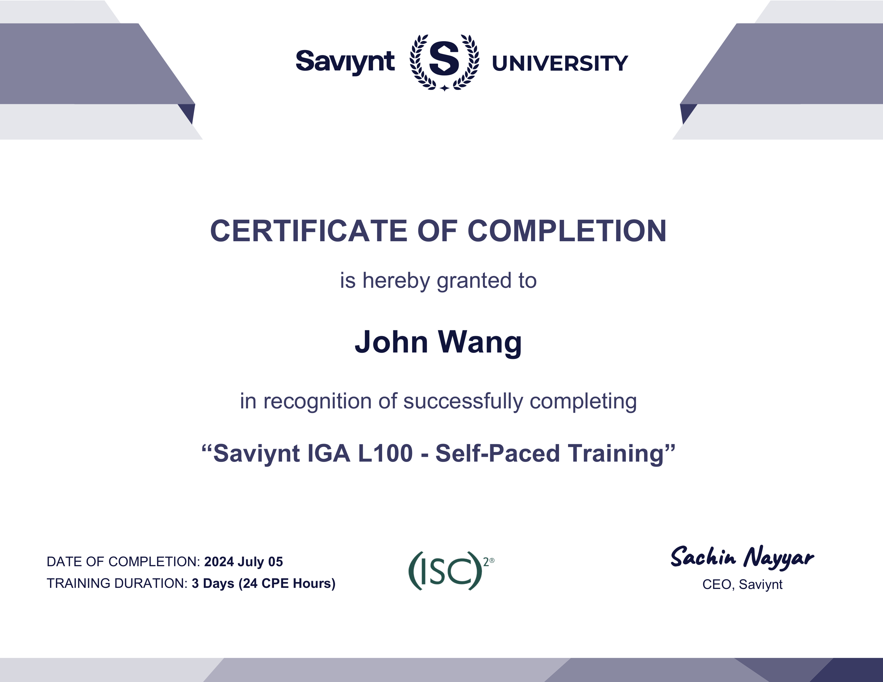 John's Saviynt IGA L100 Self-Paced Training from Saviynt