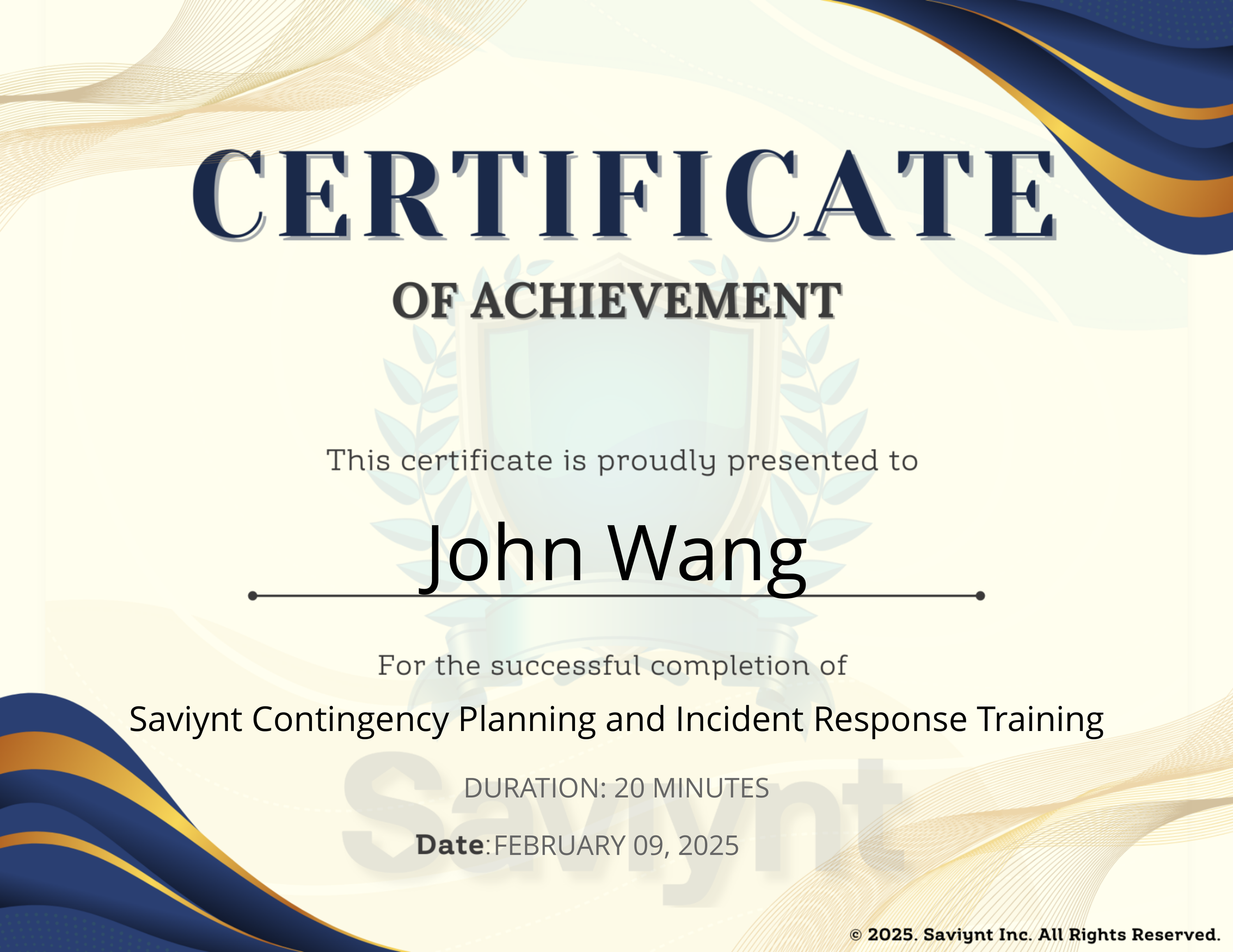 John's Saviynt Contingency Planning and Incident Response Training from Saviynt