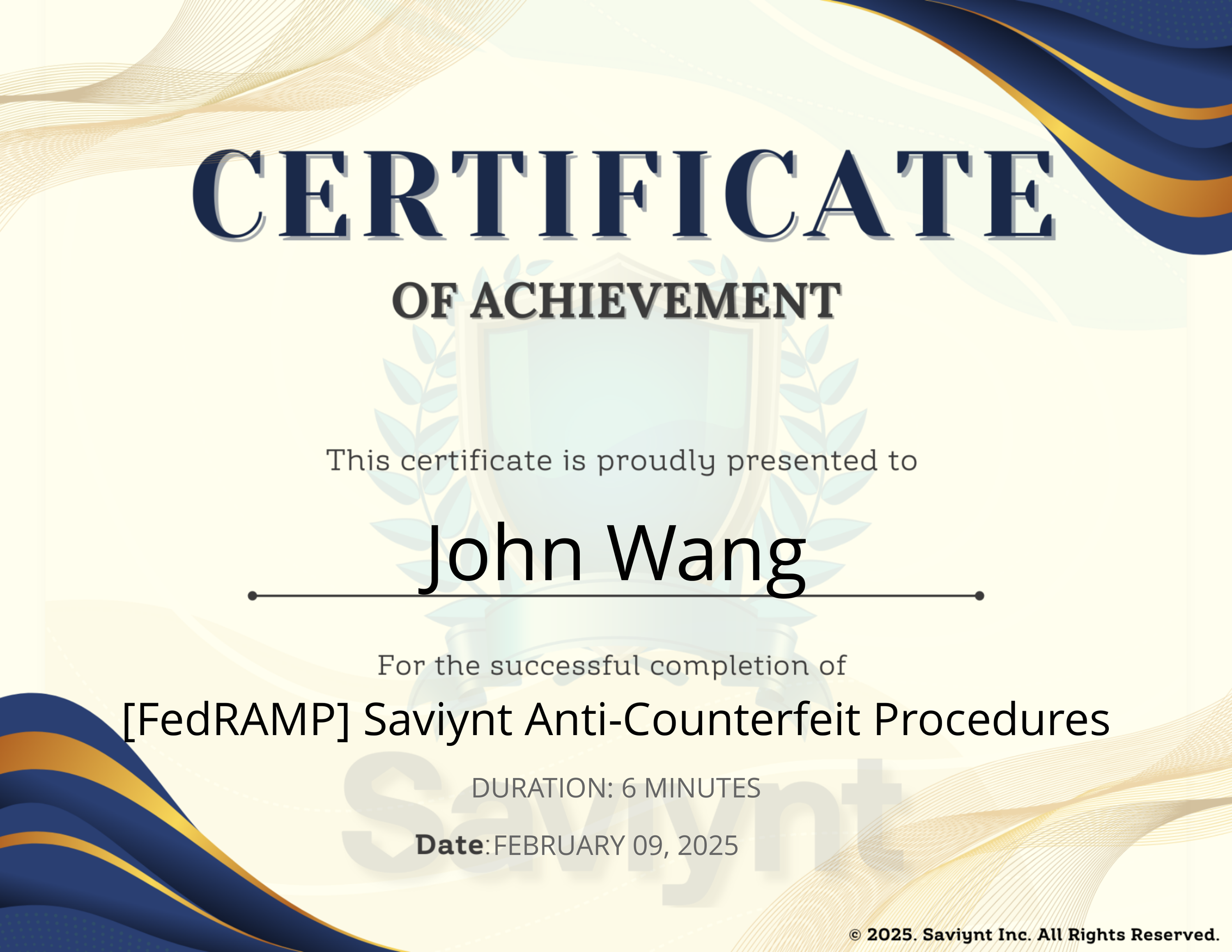 John's [FedRAMP] Saviynt Anti-Counterfeit Procedures from Saviynt