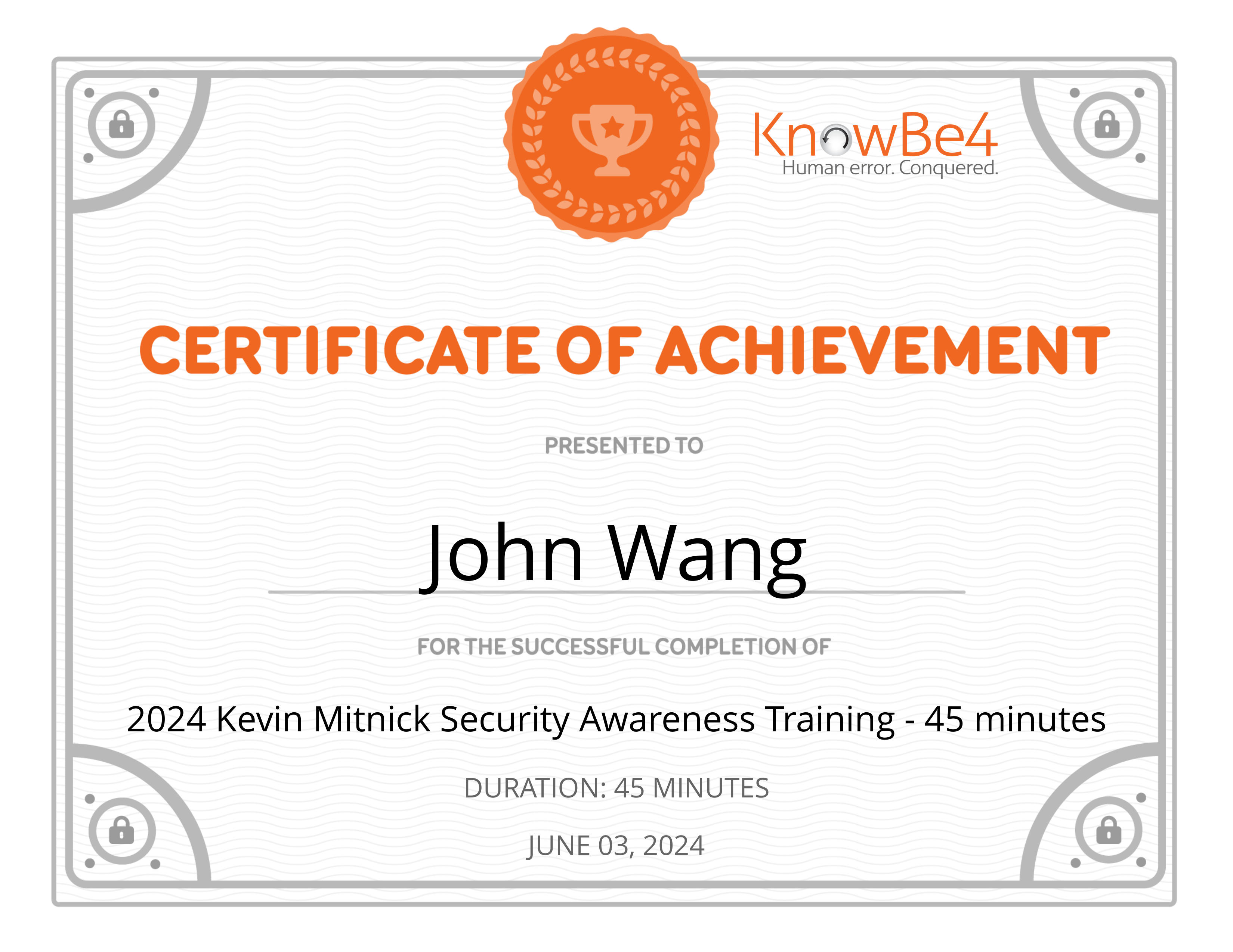 John's 2024 Kevin Mitnick Security Awareness Training from KnowBe4 by Kevin Mitnick