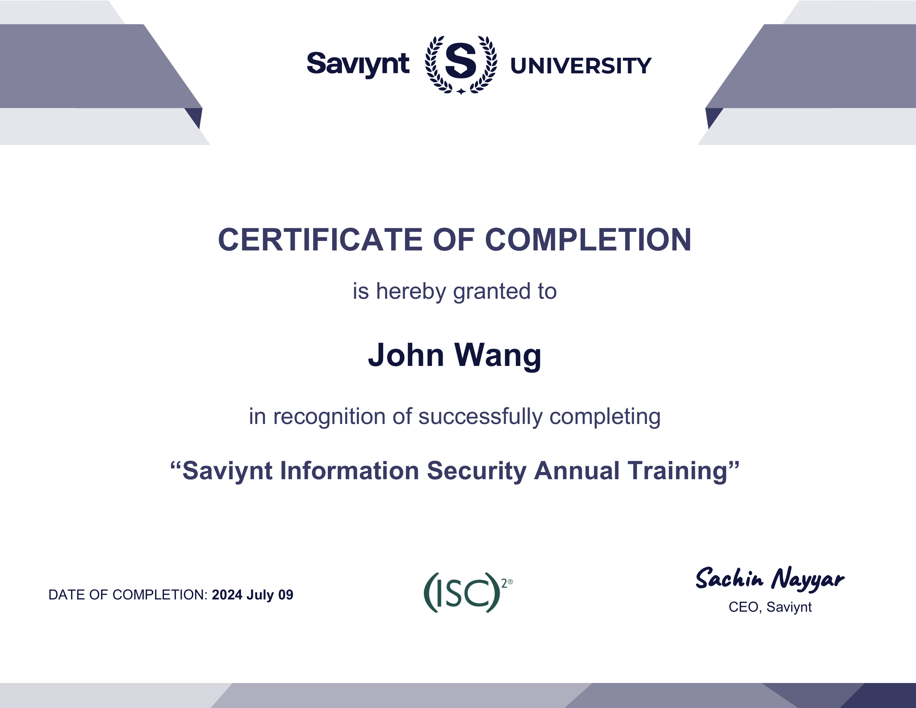 John's Saviynt Information Security Annual Training from Saviynt