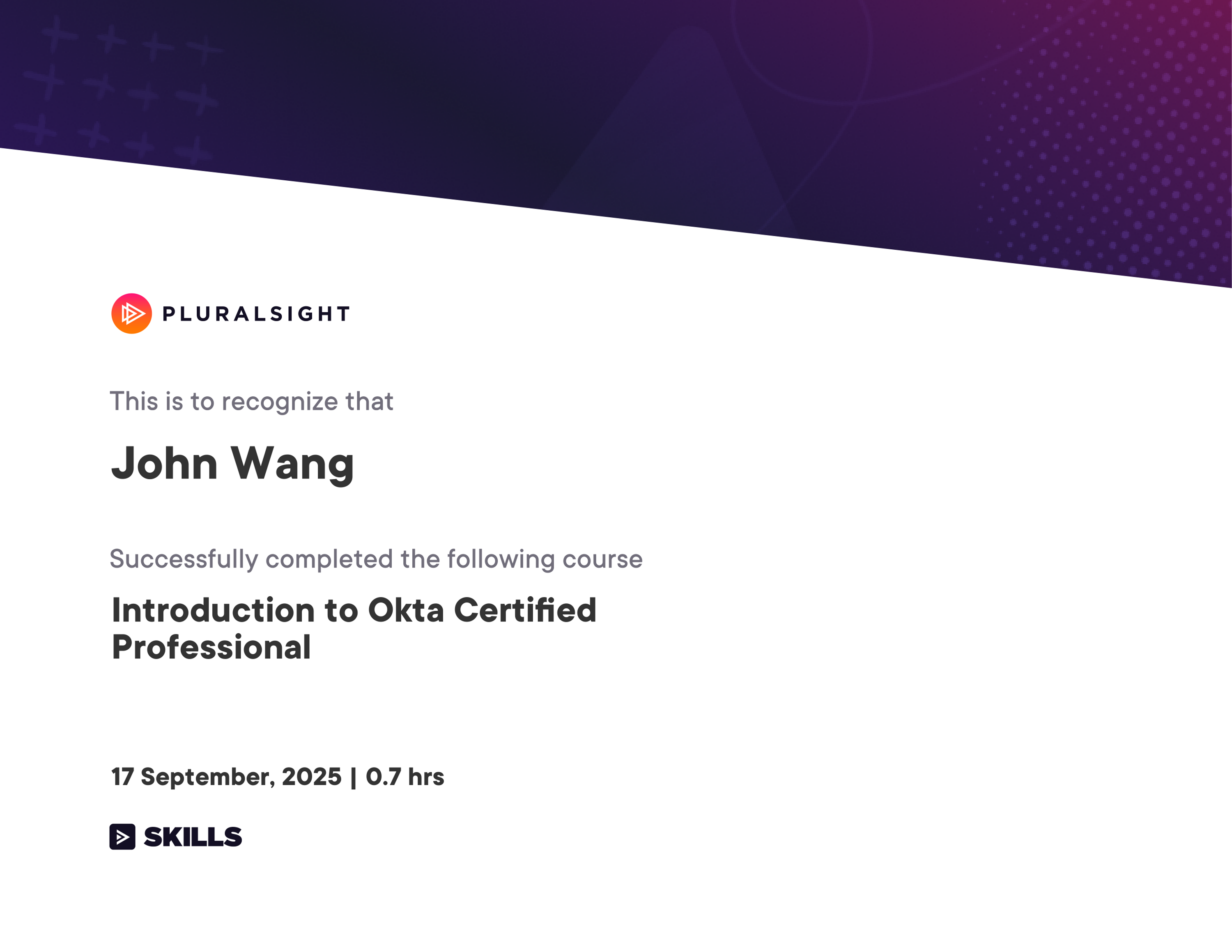 John's Introduction to Okta Certified Professional from Pluralsight by Tim Warner