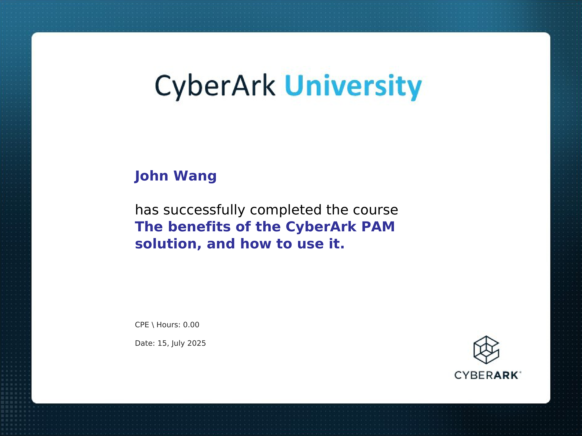 John's Benefits of the CyberArk PAM Solution from CyberArk