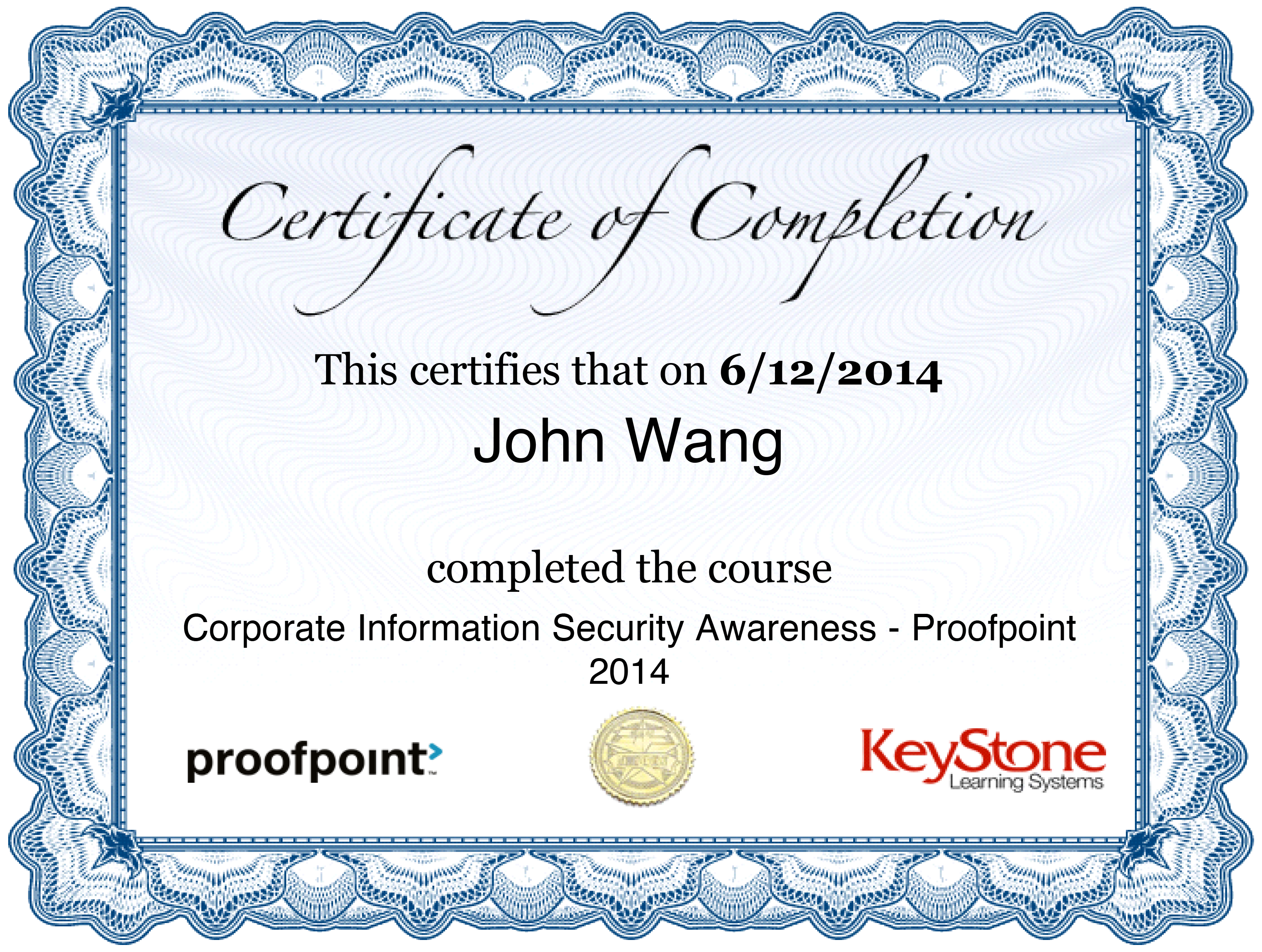 John's Corporate Information Security Awareness from Proofpoint