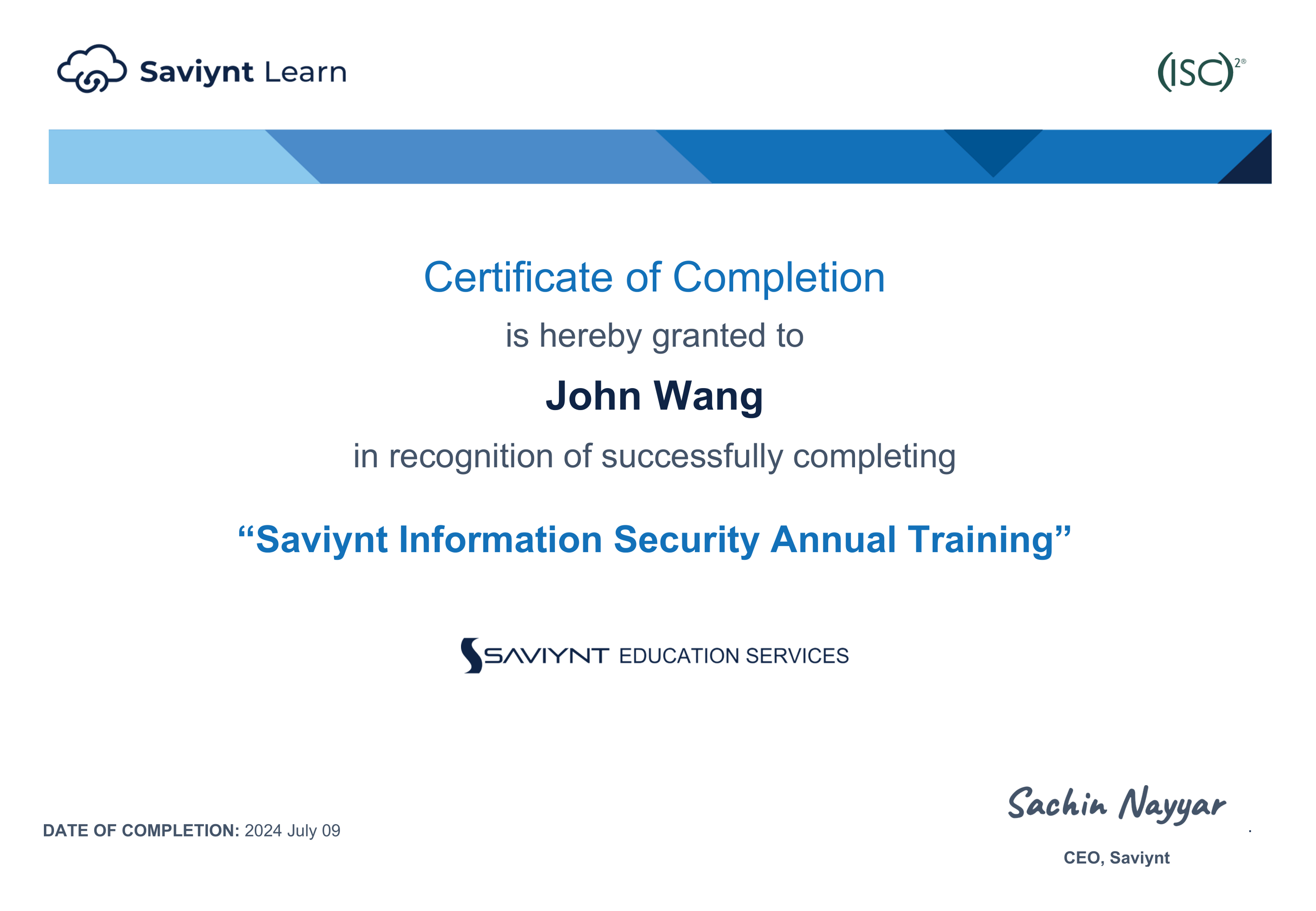 John's Saviynt Information Security Annual Training from Saviynt