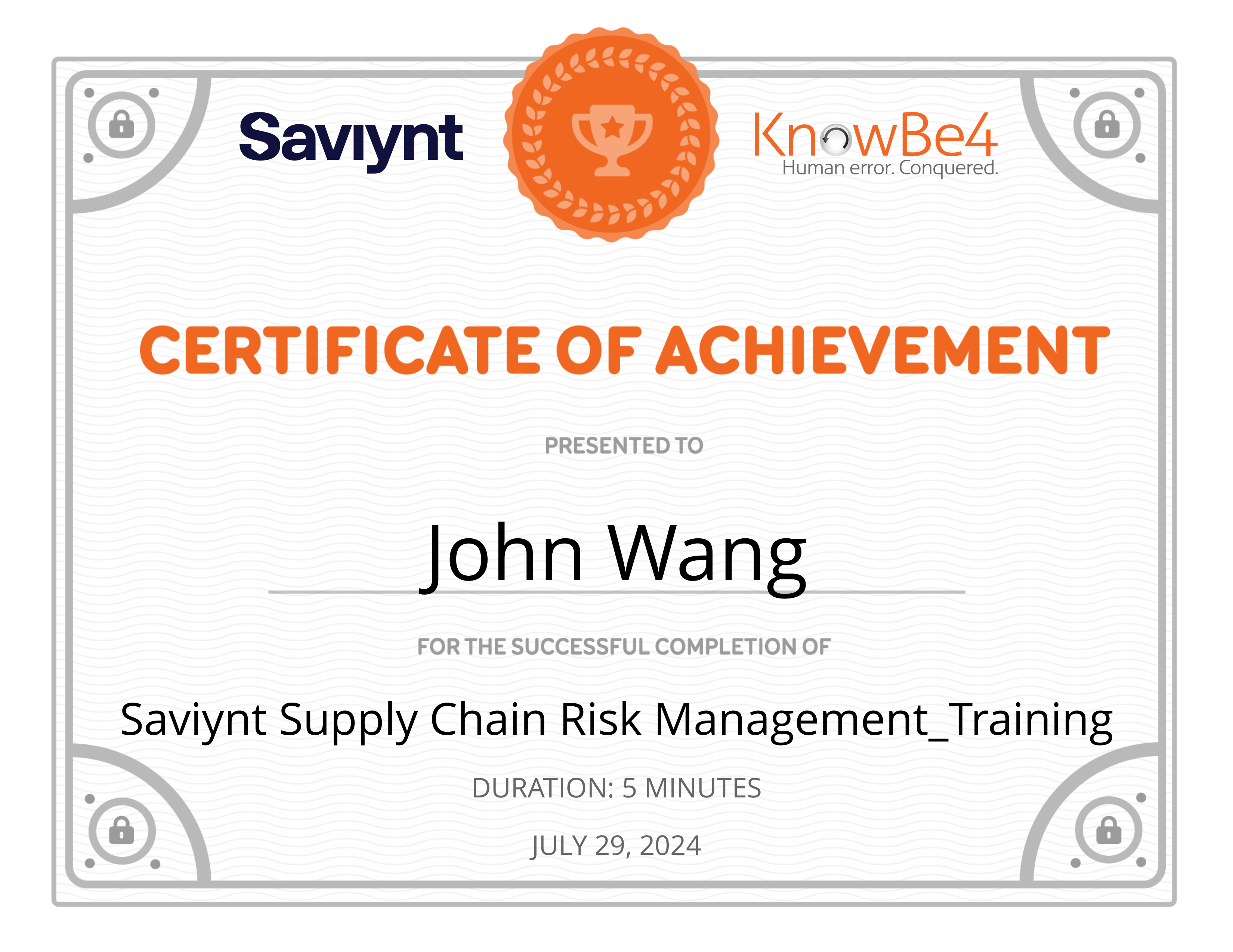 John's Saviynt Supply Chain Risk Management Training from KnowBe4