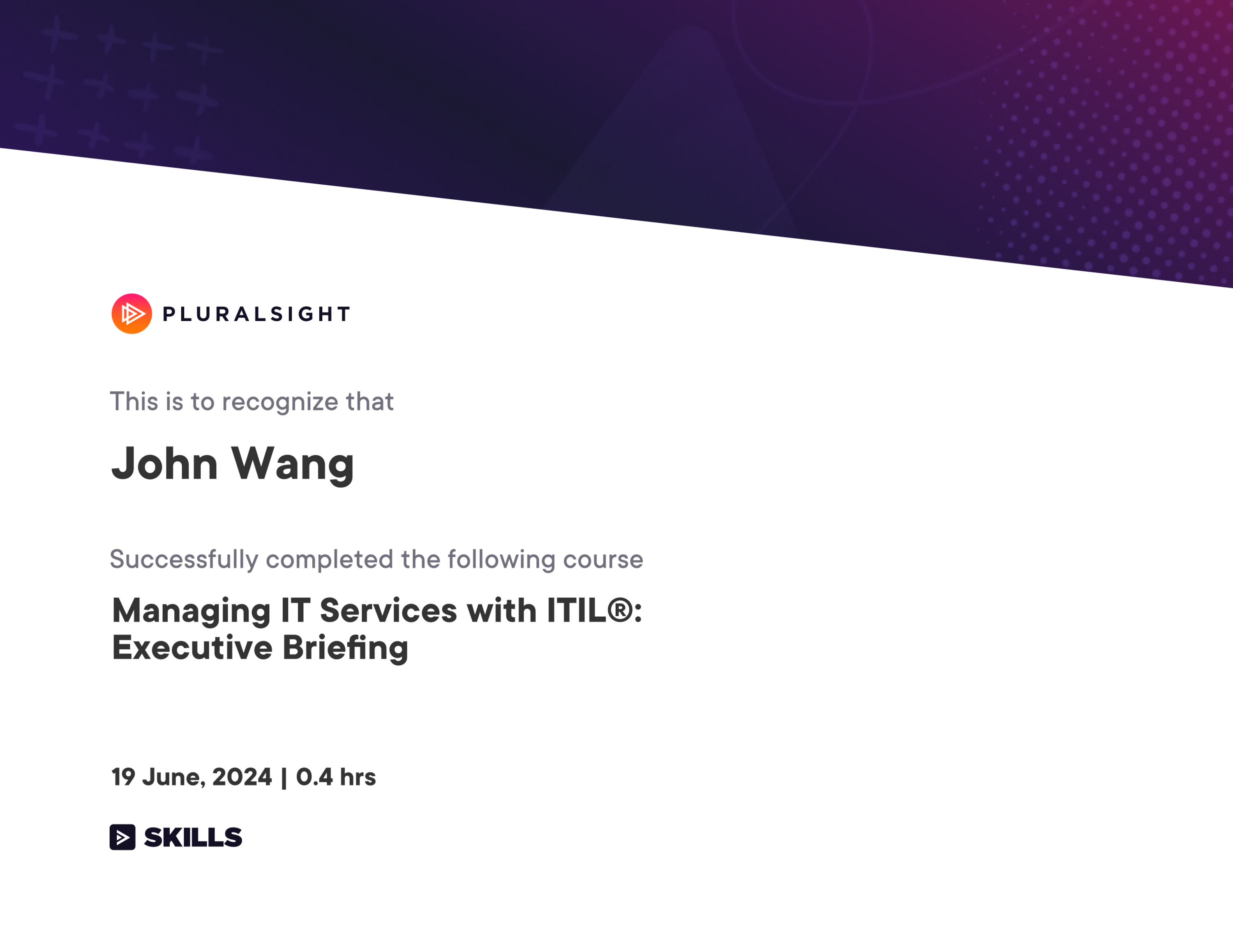 John's Managing IT Services with ITIL®: Executive Briefing from Pluralsight by Chris Ward