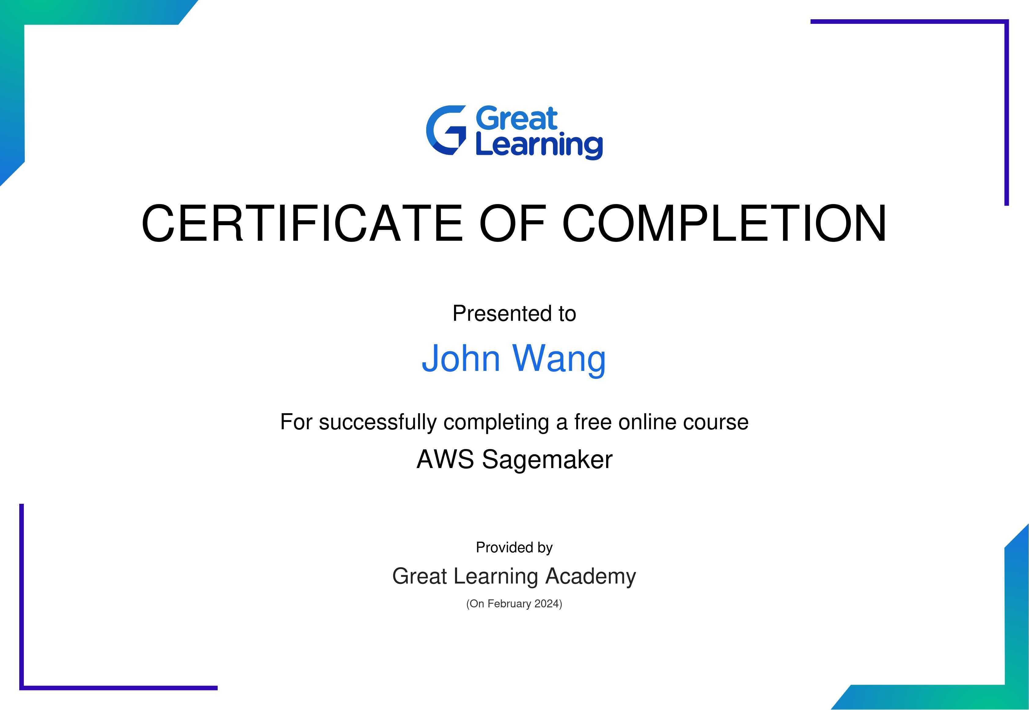 John's AWS SageMaker from Great Learning Academy by Vishal Padghan