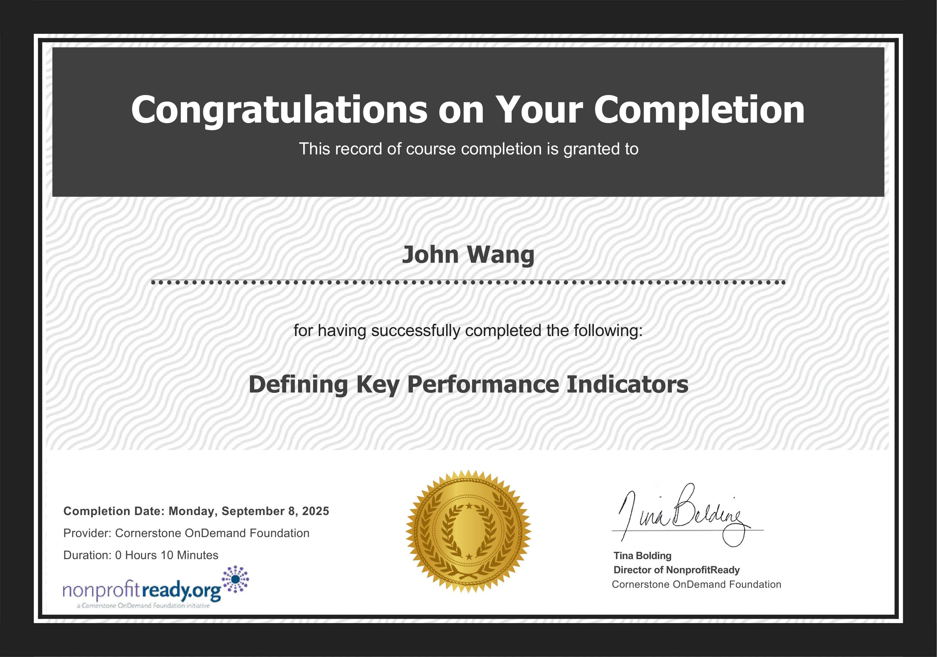 John's Defining Key Performance Indicators from NonprofitReady by Cornerstone OnDemand Foundation
