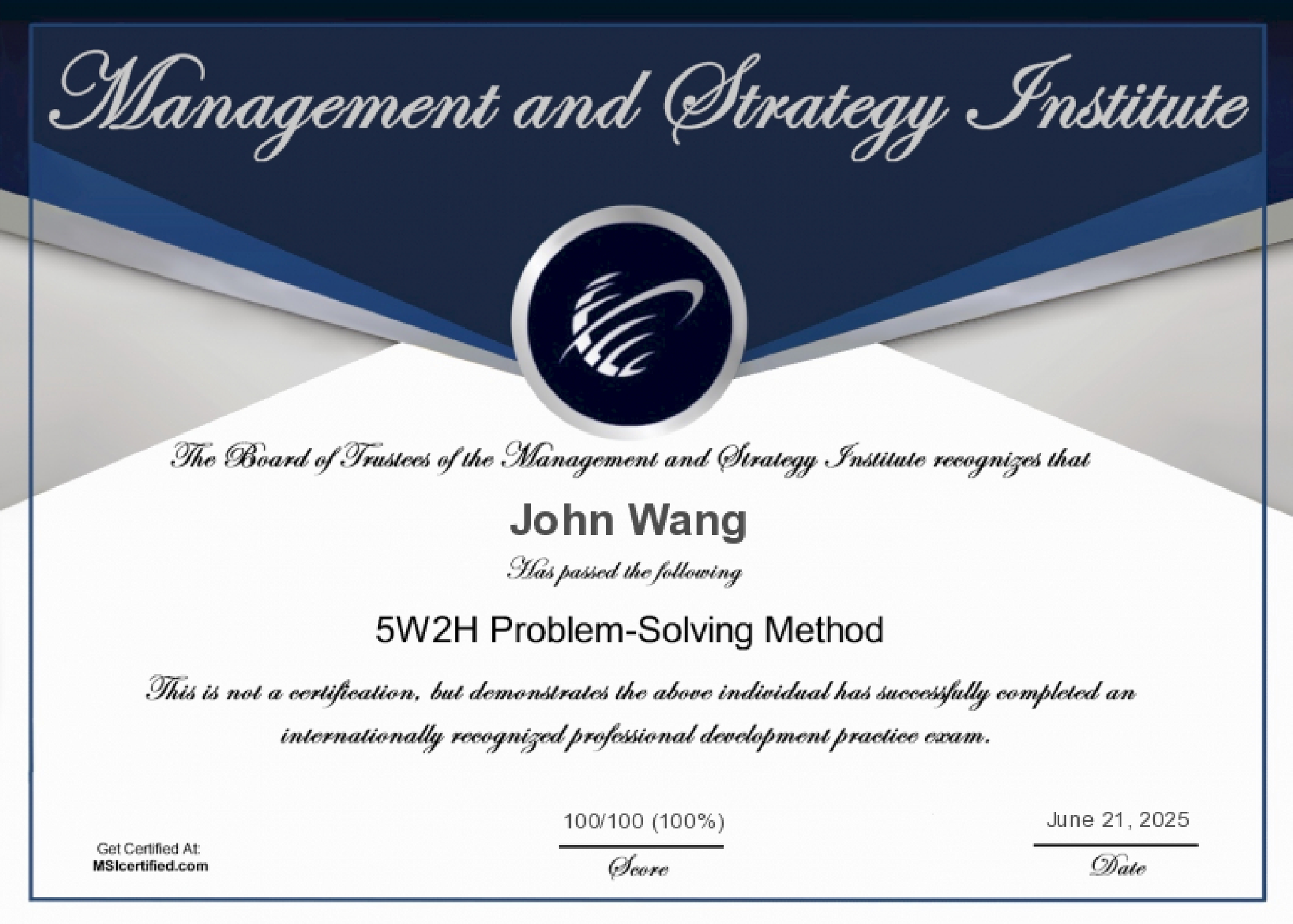 John's 5W2H Problem-Solving Method from Management and Strategy Institute