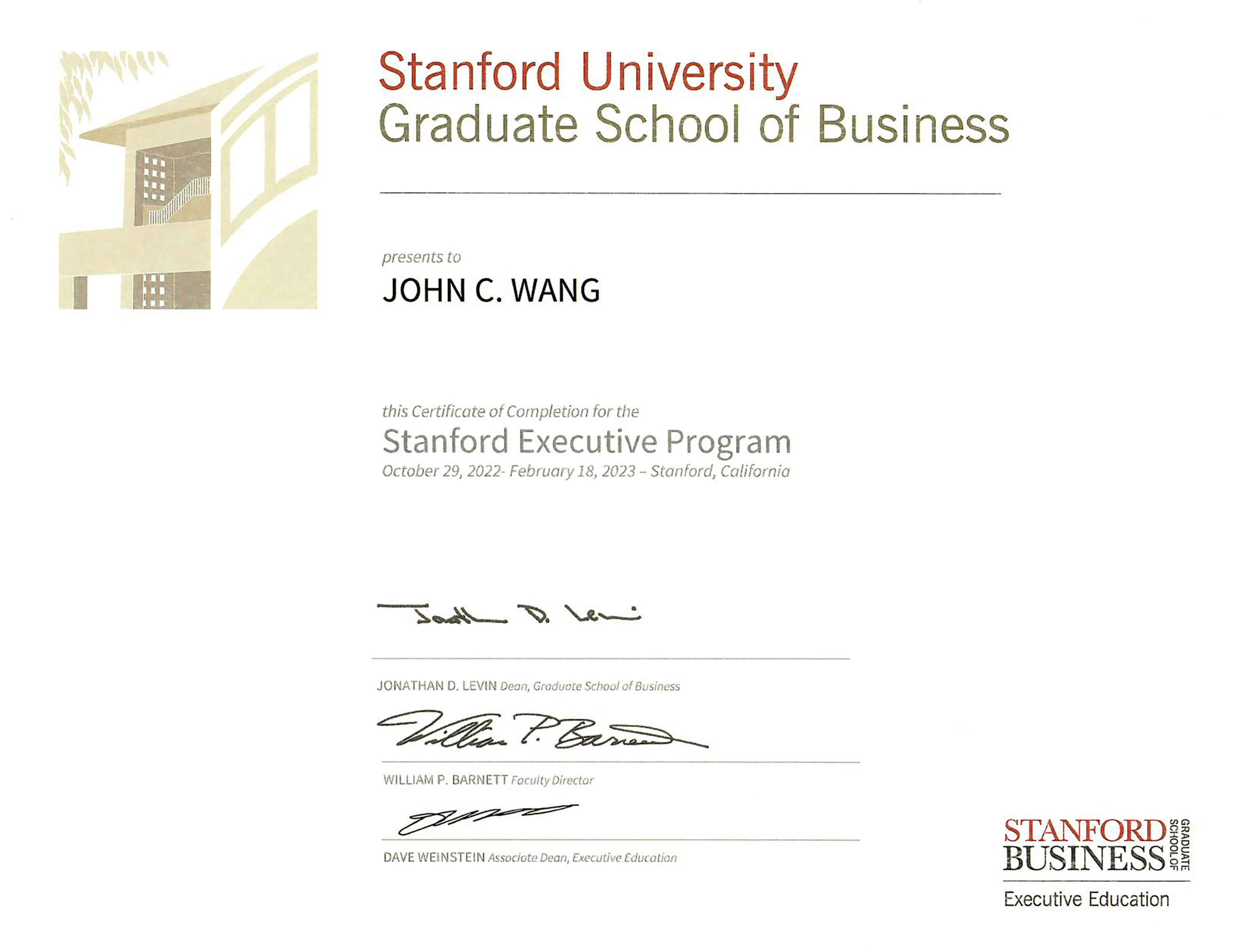 John's Stanford Executive Program (SEP) from Stanford