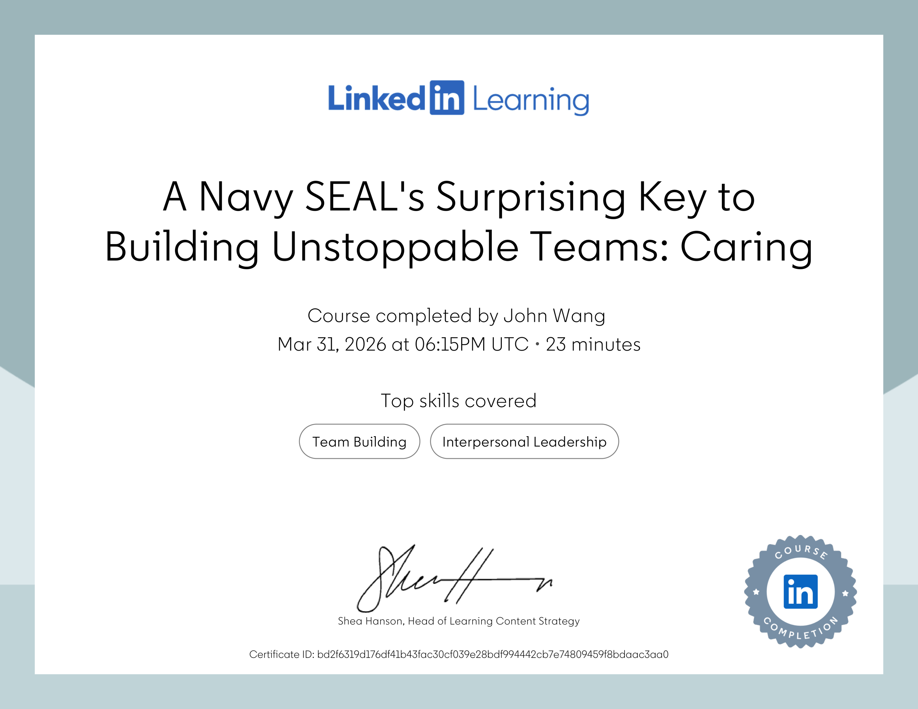 John's A Navy SEAL's Surprising Key to Building Unstoppable Teams: Caring from LinkedIn by Pete Mockaitis